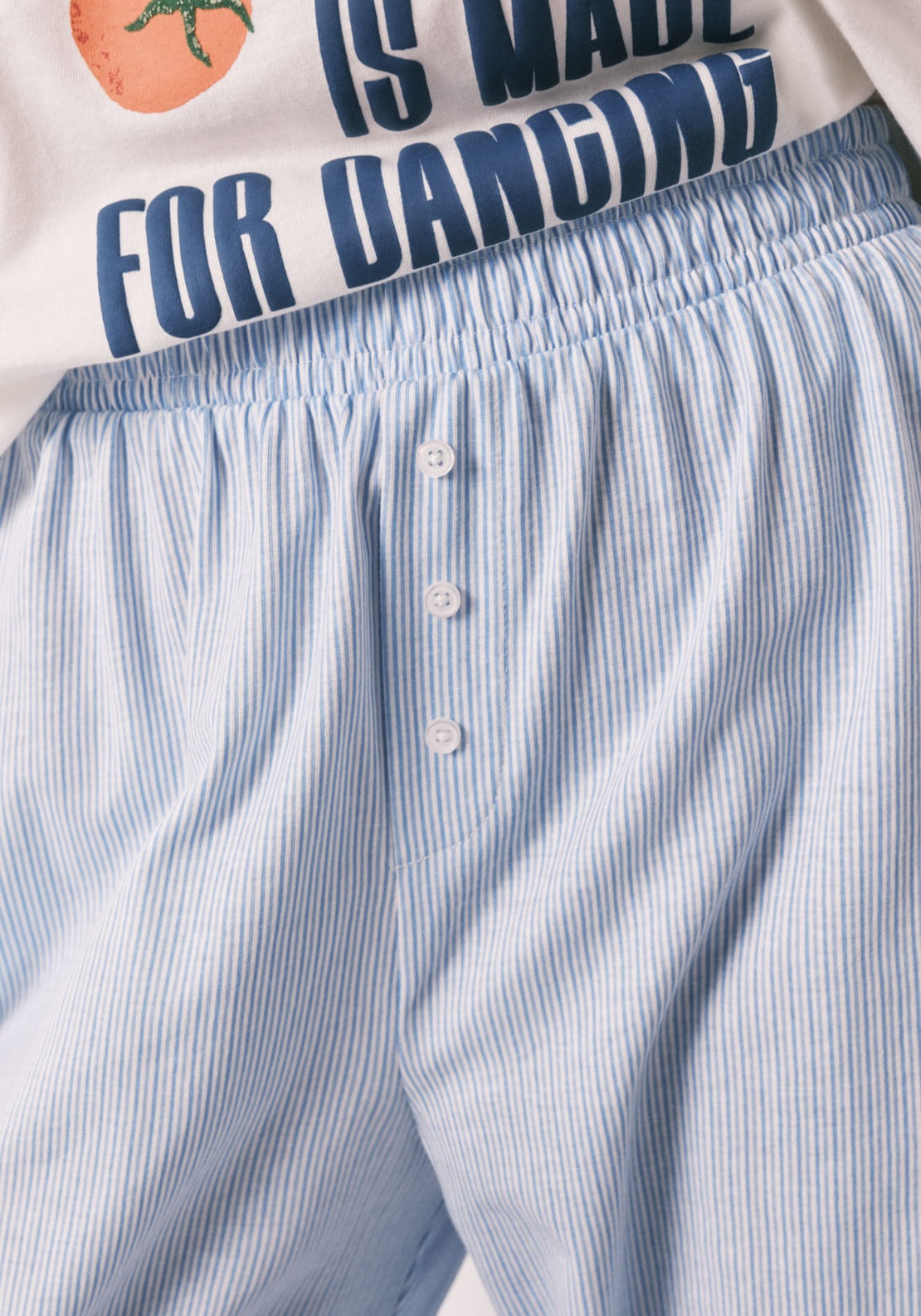 Striped 100% Cotton Carrot Trousers - Blue