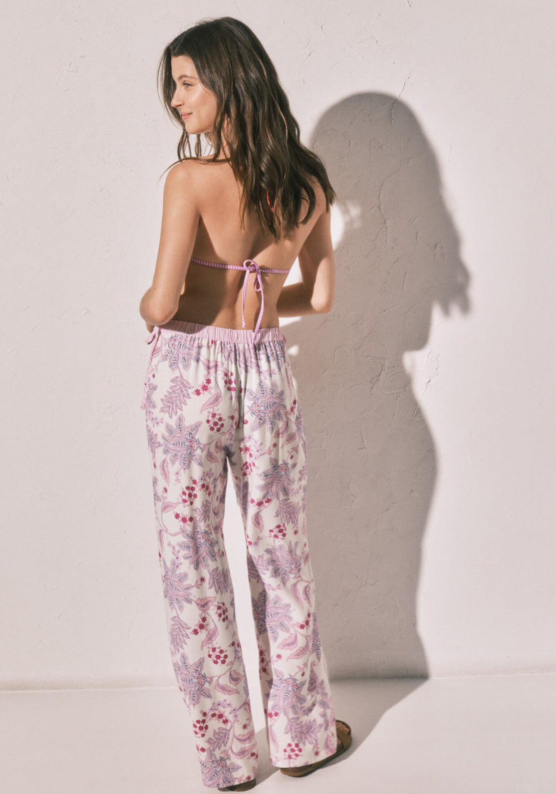 Floral Print Long Trousers - Pink