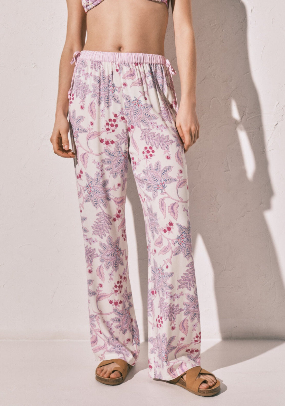 Floral Print Long Trousers - Pink