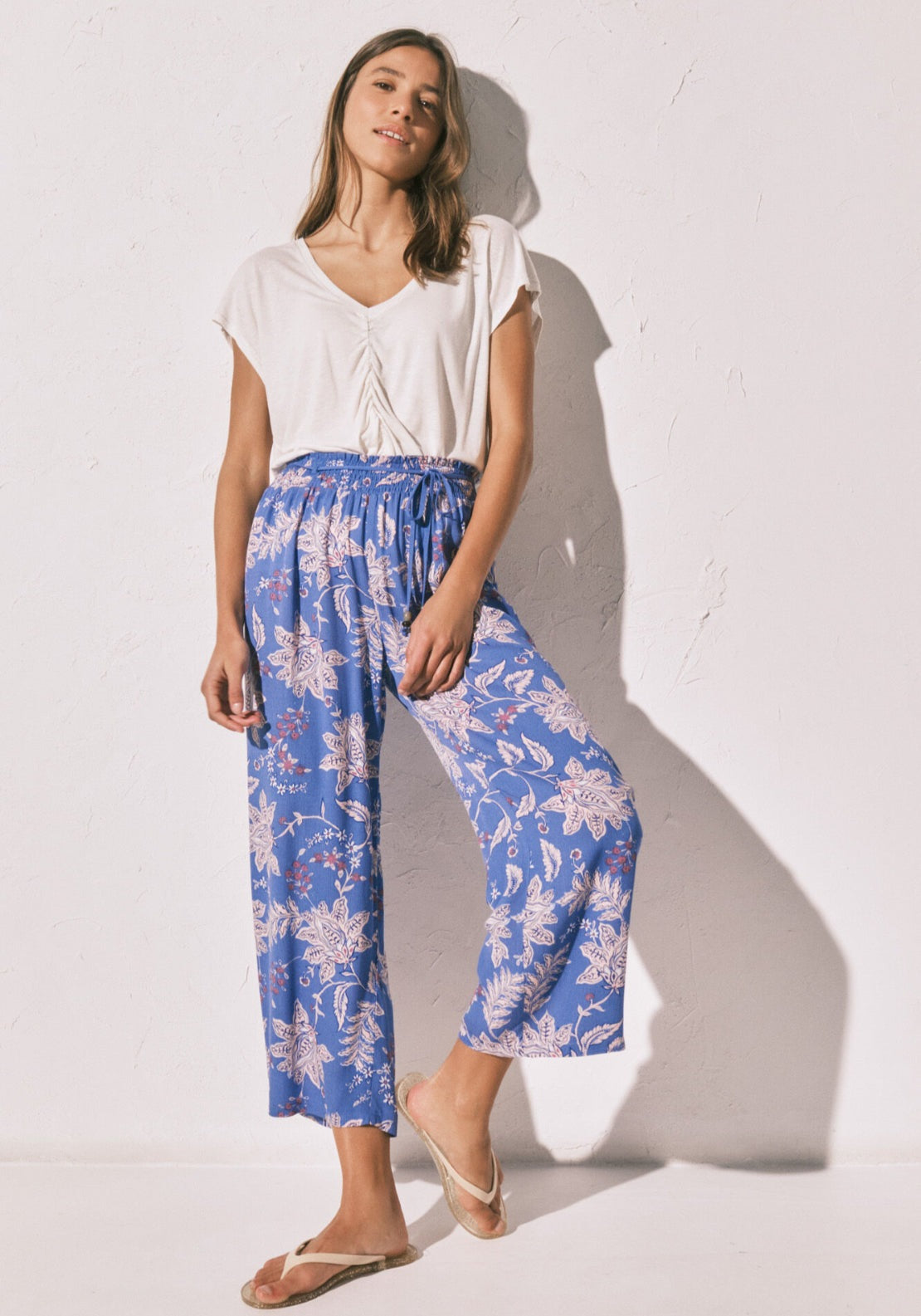 Printed Capri Trousers - Blue