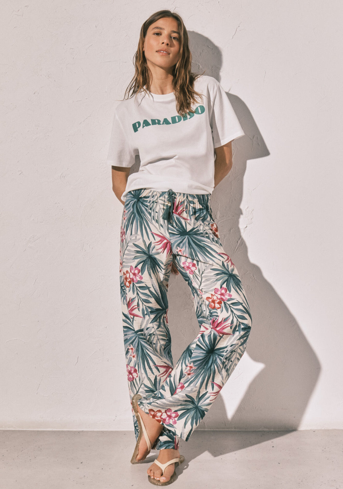 Print Long Trousers - Green