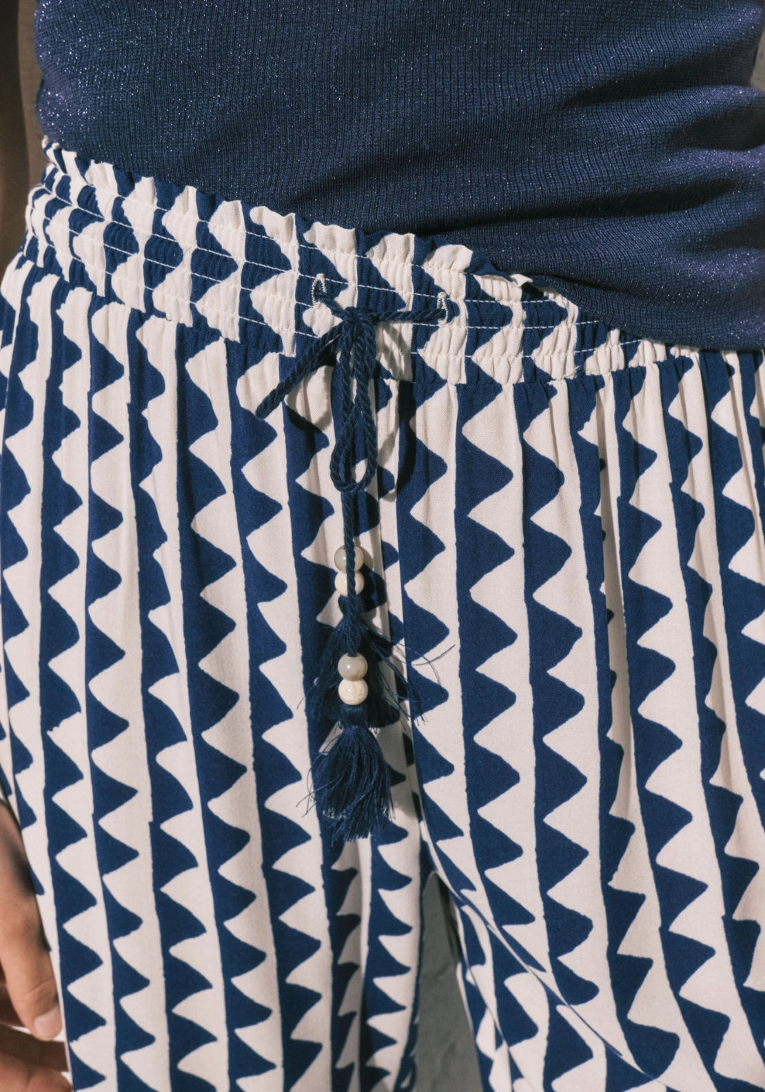 Geometric Print Long Pyjama Bottoms - Blue