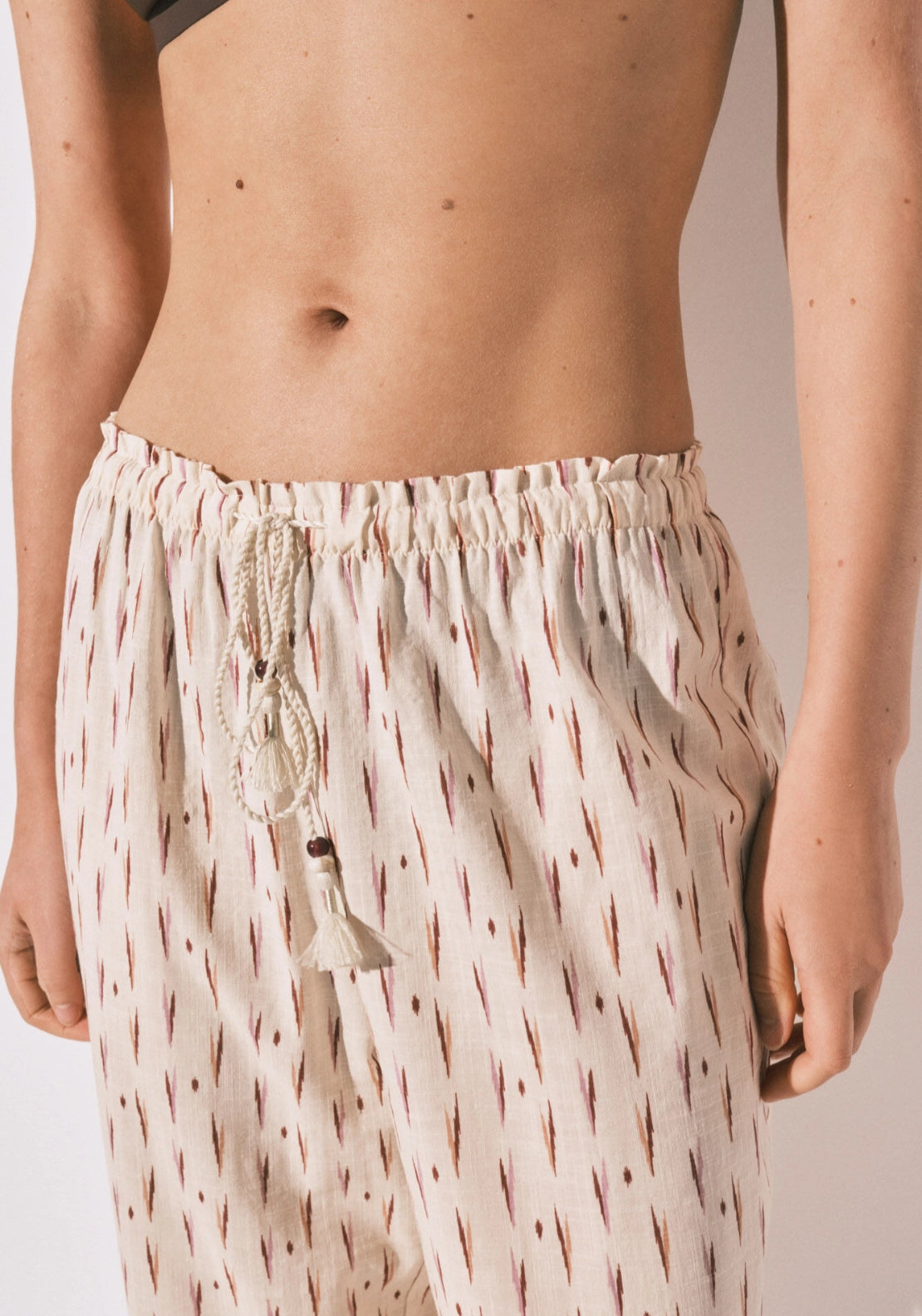 Ikat Print Long Trousers - White