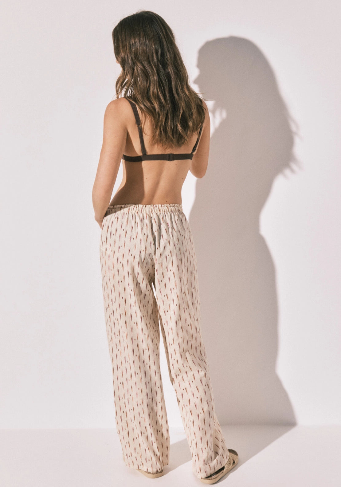 Ikat Print Long Trousers - White