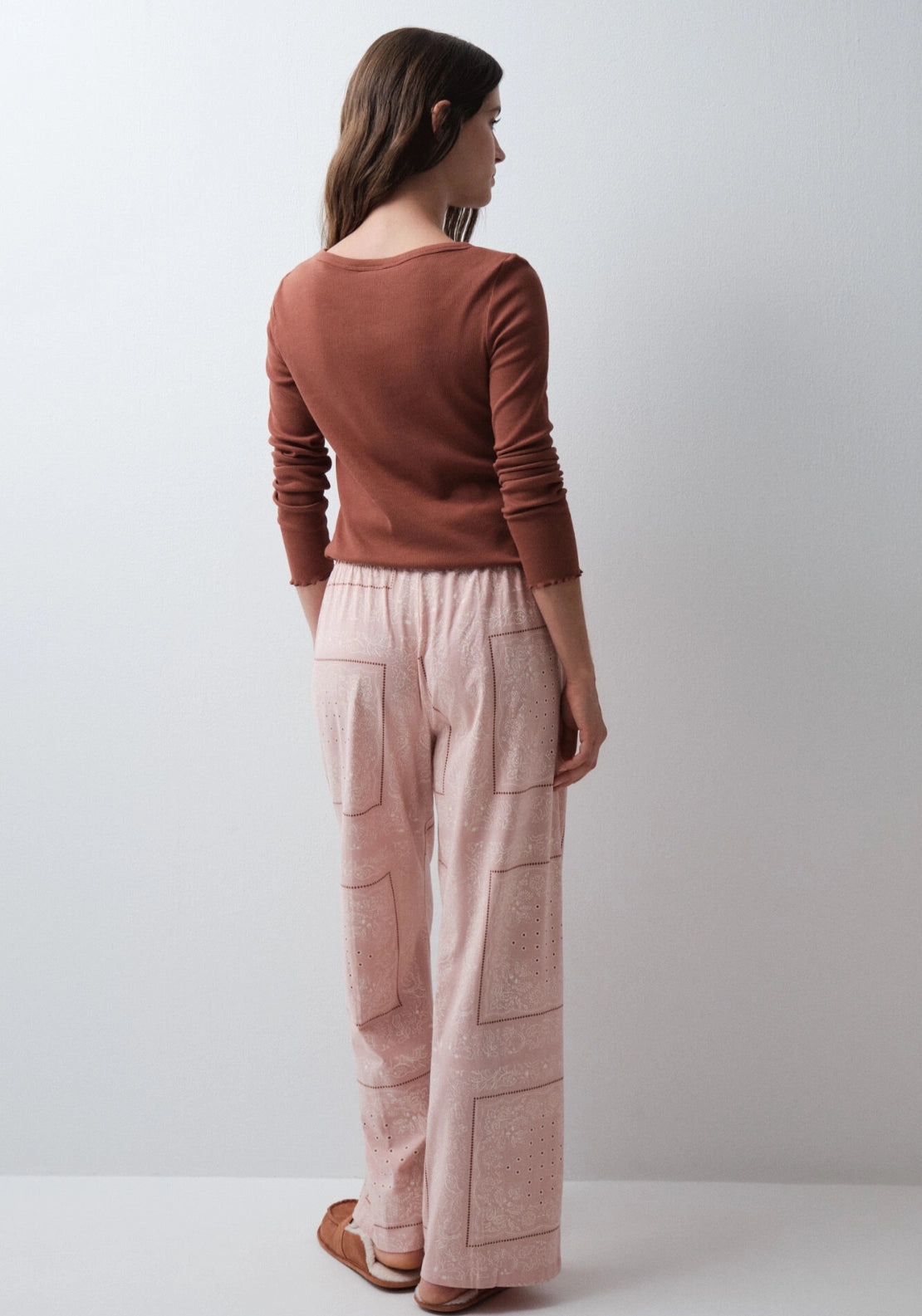 Pink Cotton Bandana Long Pyjama Trousers - Pink