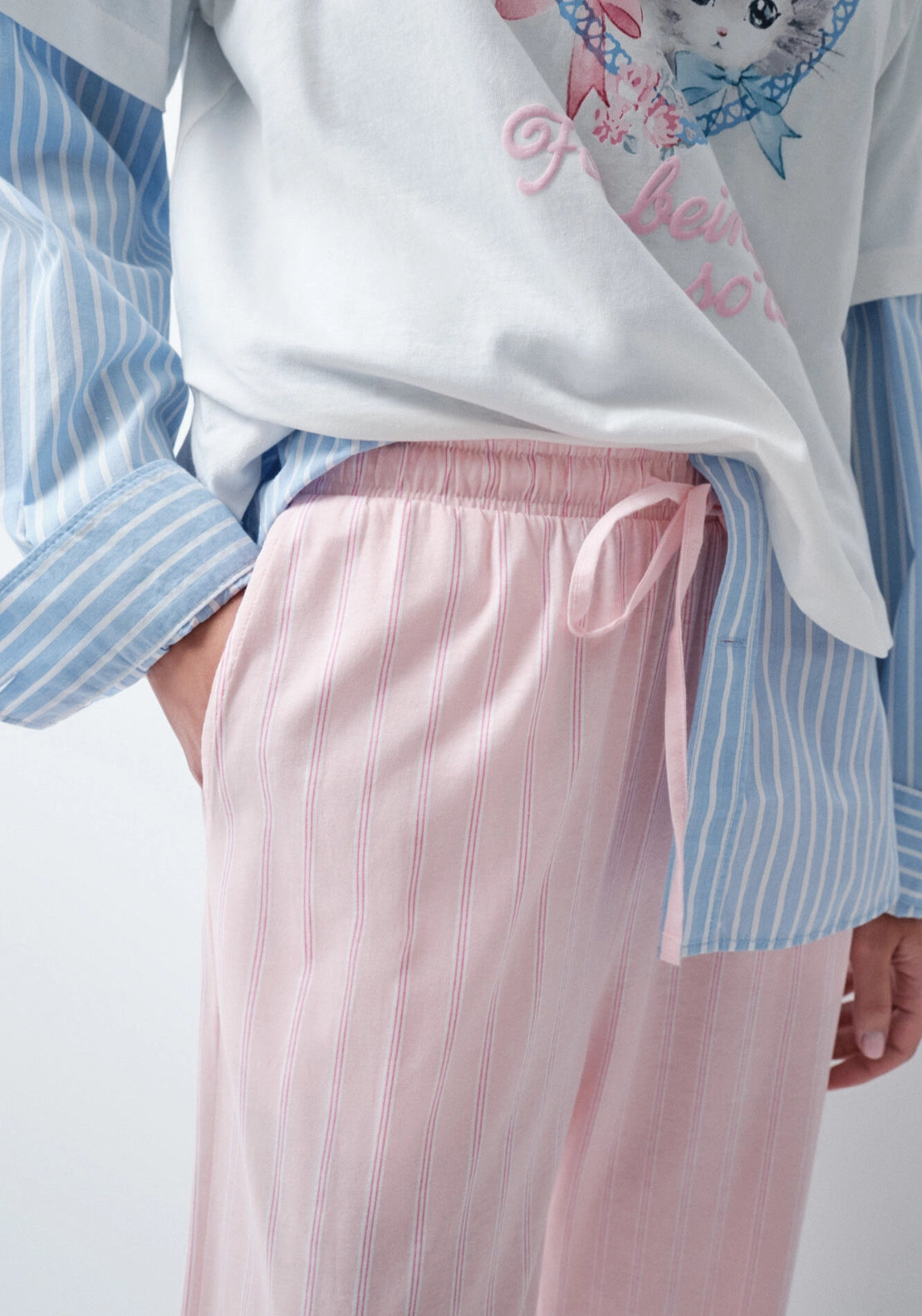 Striped Pyjama Bottoms - Pink