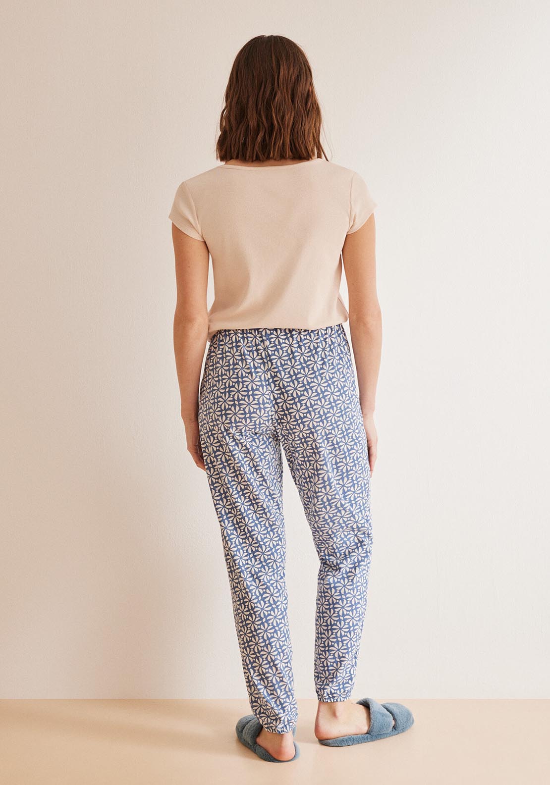 Long printed 100 cotton pyjama bottoms Blue Shaws Department Stores