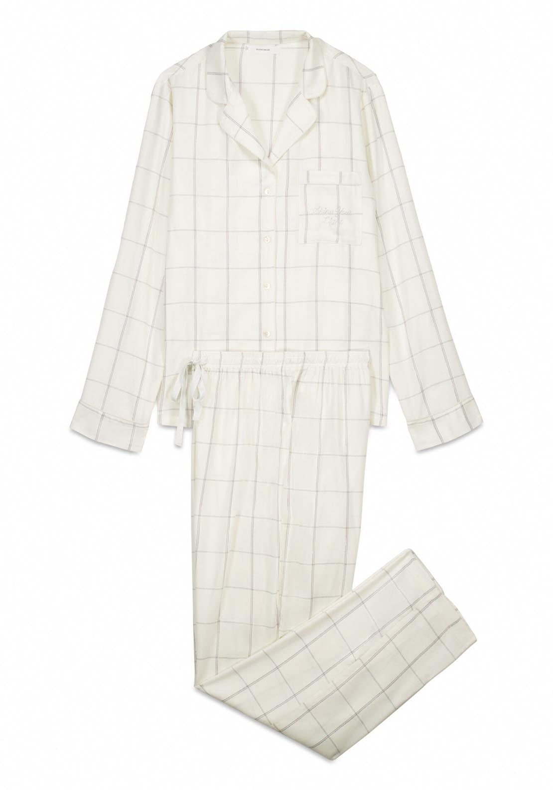 Womensecret Long Sleeves Masculine Pyjama - Ivory 7 Shaws Department Stores