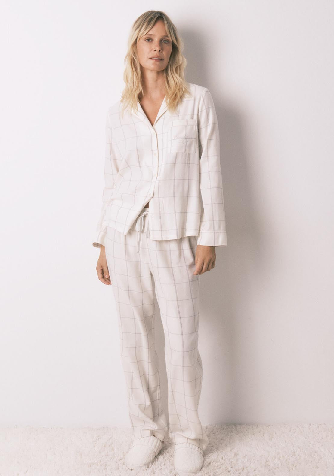 Womensecret Long Sleeves Masculine Pyjama - Ivory 1 Shaws Department Stores