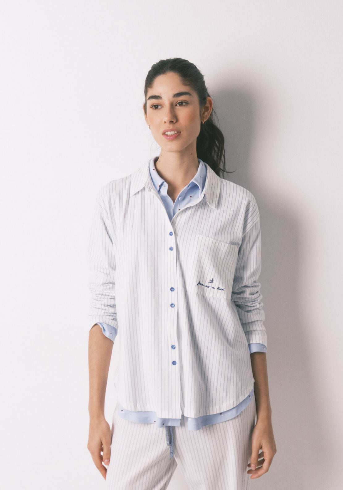 100% Cotton Classic Long Striped Pyjamas - White