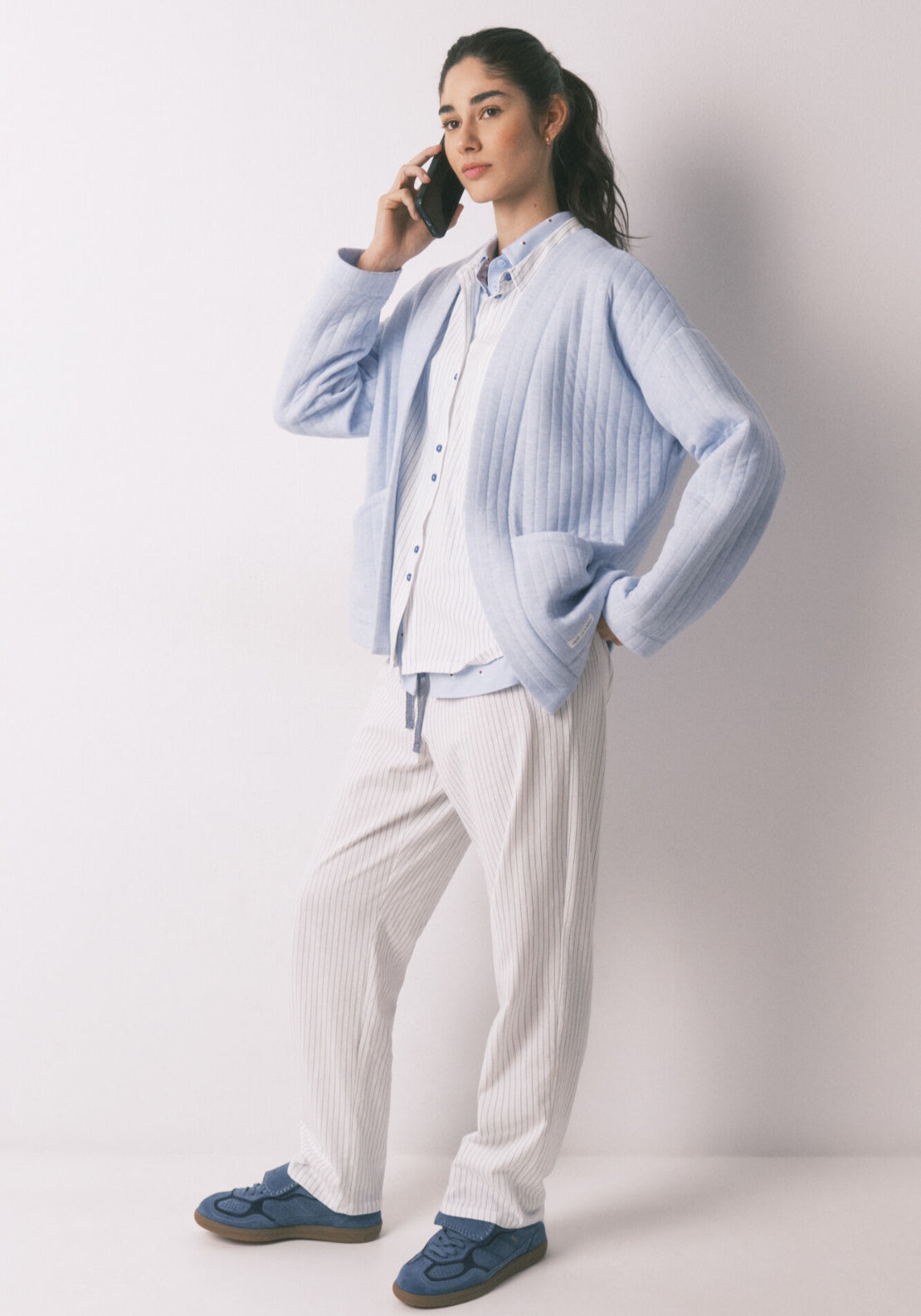 100% Cotton Classic Long Striped Pyjamas - White