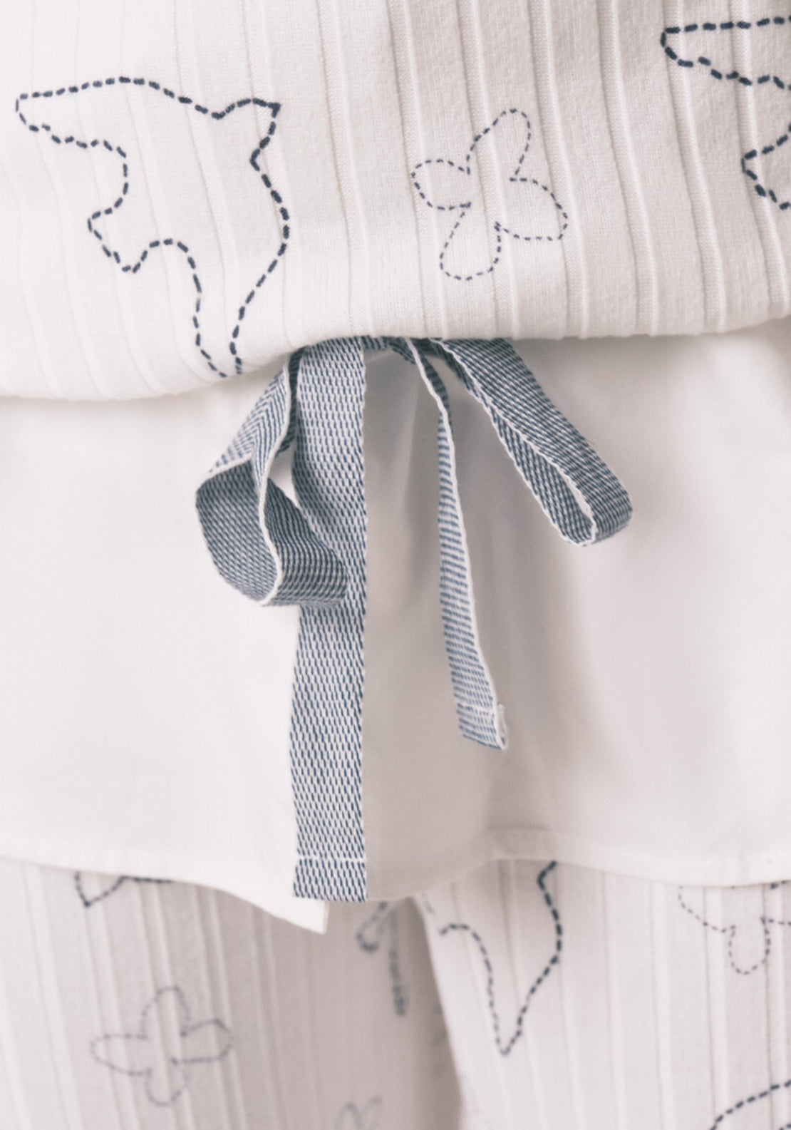 Womensecret Ribbed Sued Bird Print Long Pyjamas - White 5 Shaws Department Stores
