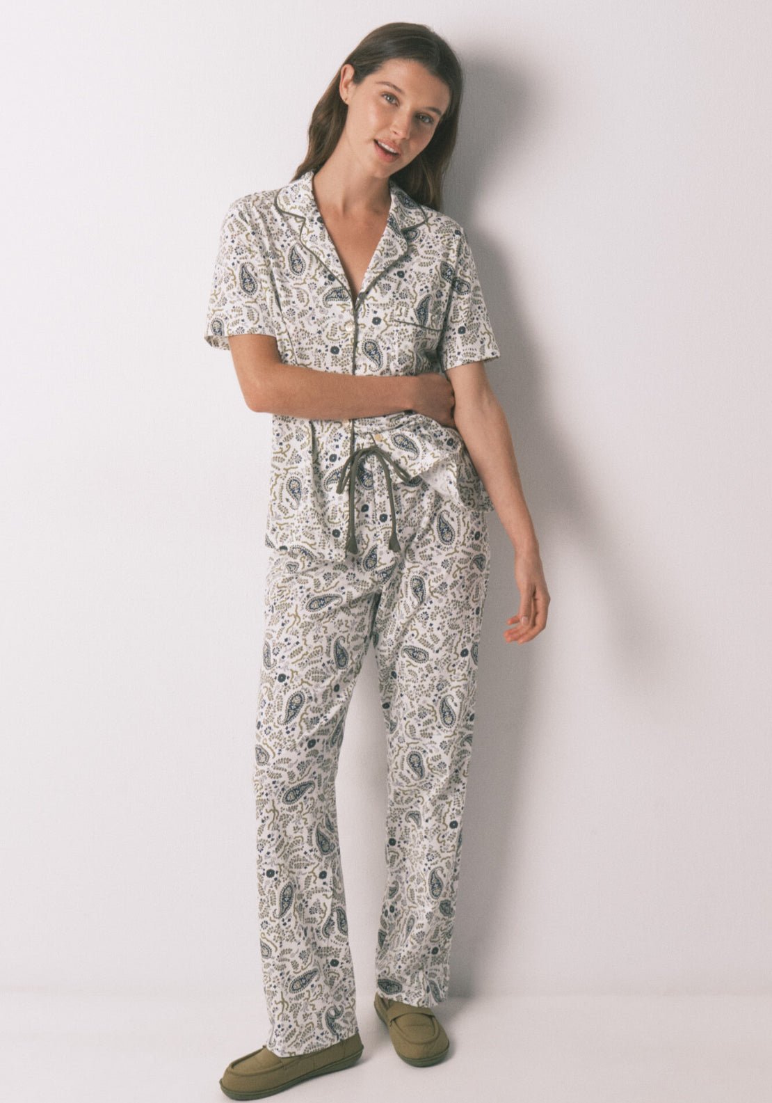 100% Cotton Paisley Classic Pyjamas - Green