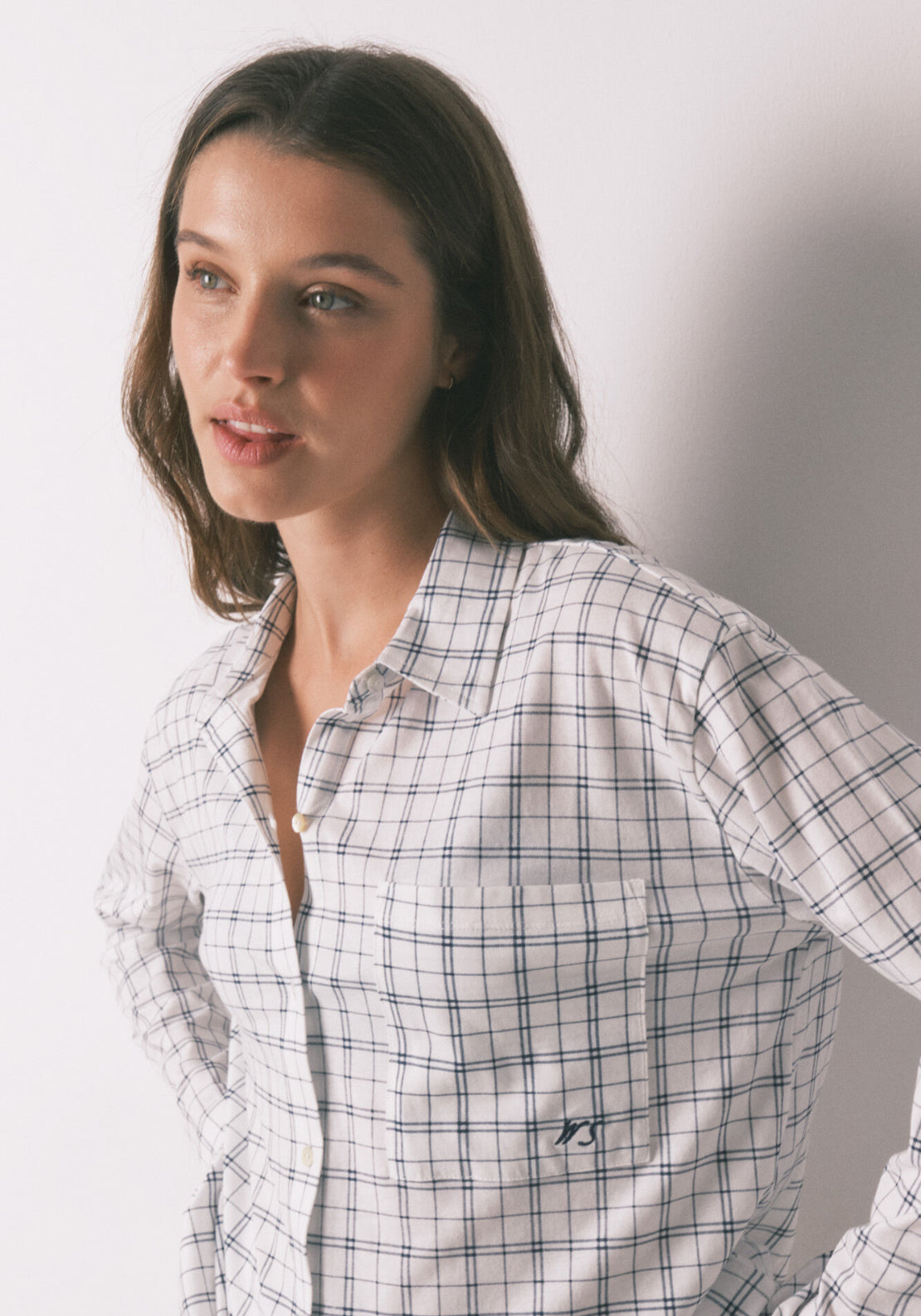 100% Cotton Plaid Classic Pyjamas - White