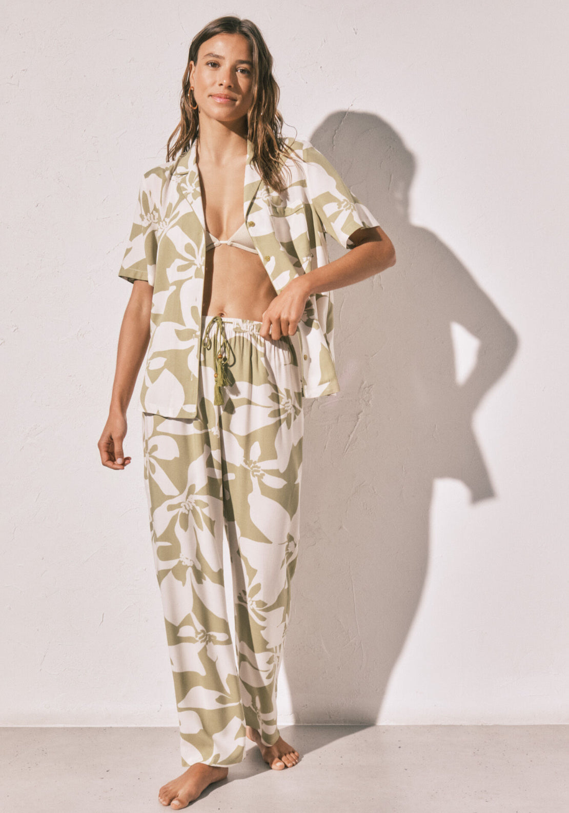 Floral Classic Long Pyjamas - Green