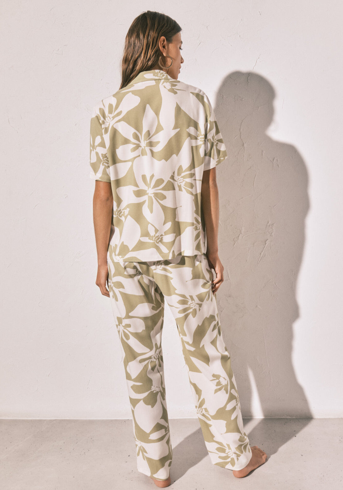 Floral Classic Long Pyjamas - Green