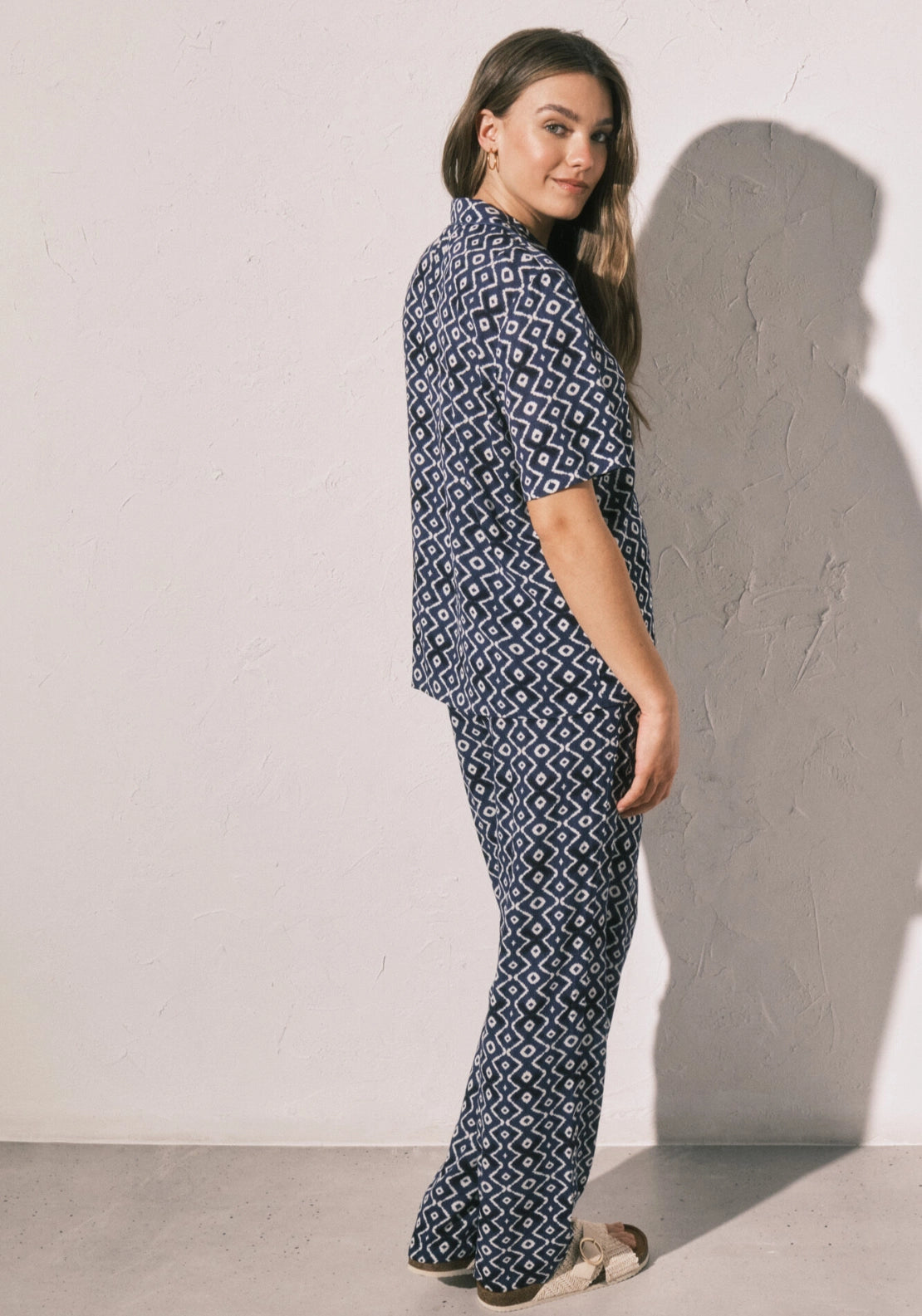 Deep Water Printed Classic Pyjamas - Blue