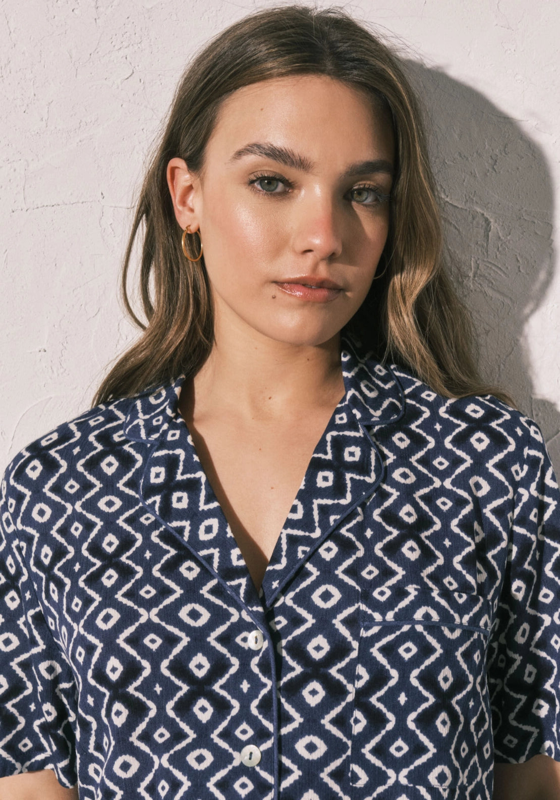 Deep Water Printed Classic Pyjamas - Blue