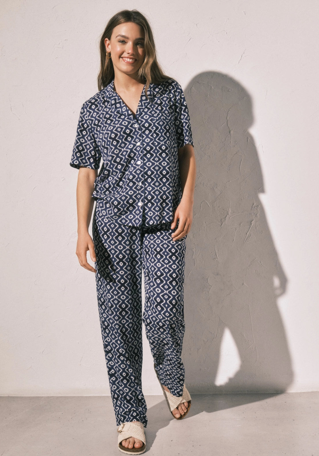 Deep Water Printed Classic Pyjamas - Blue
