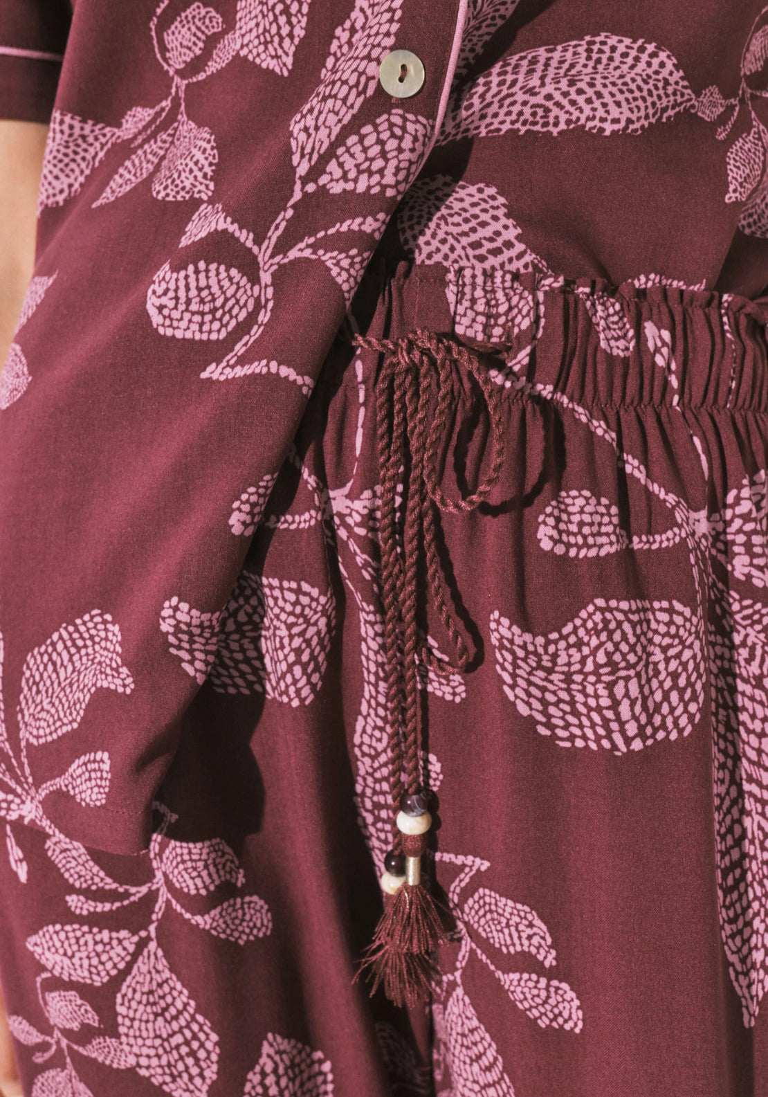 Floral Classic Pyjama Set - Wine