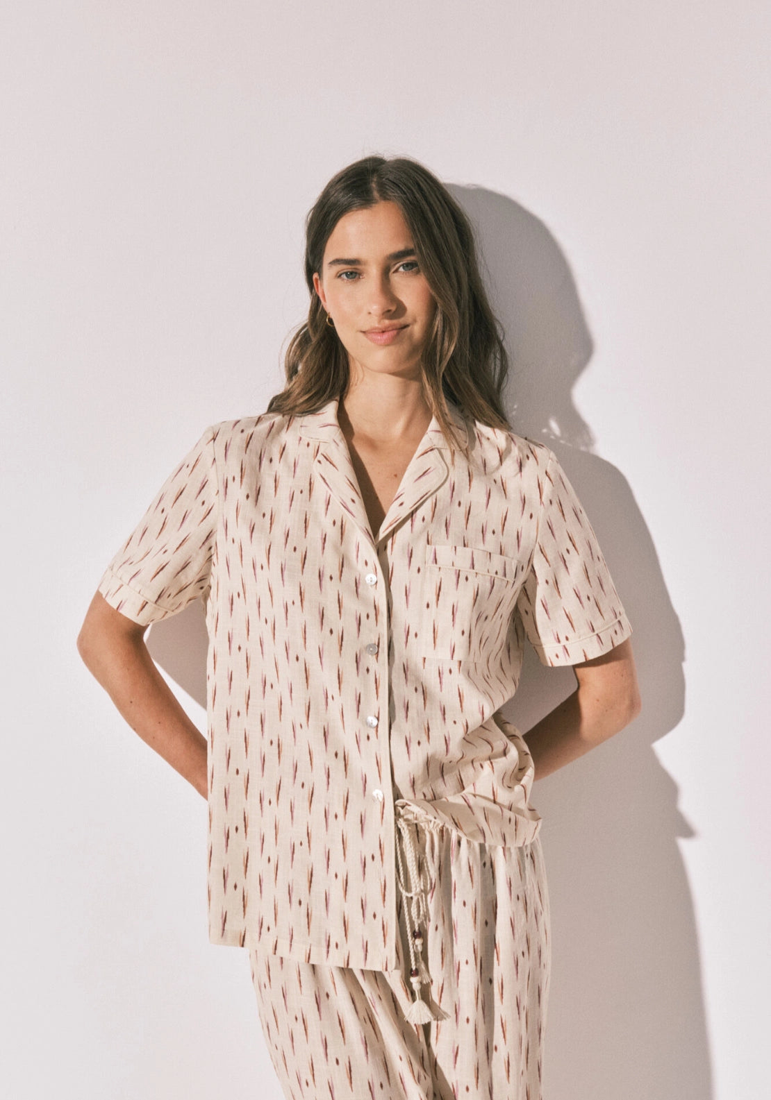 Ikat Print Classic Pyjama Set - White
