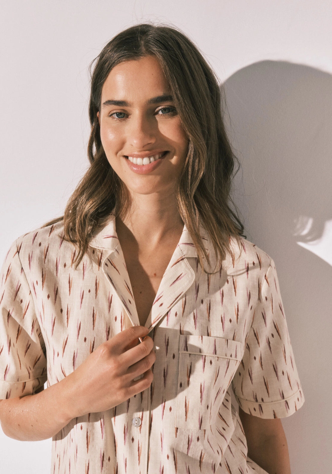 Ikat Print Classic Pyjama Set - White