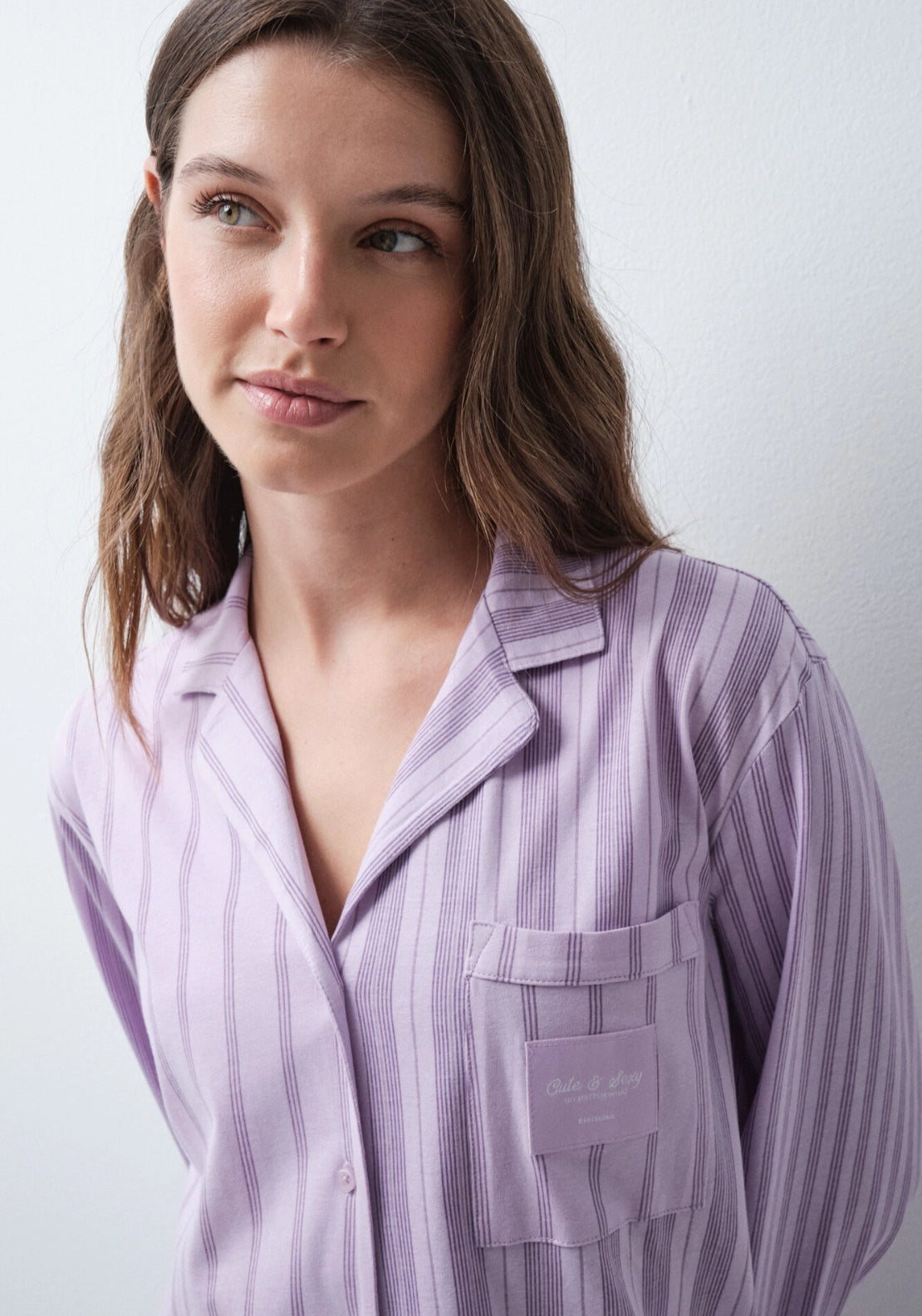Your Mood Striped Classic Pyjamas - Purple