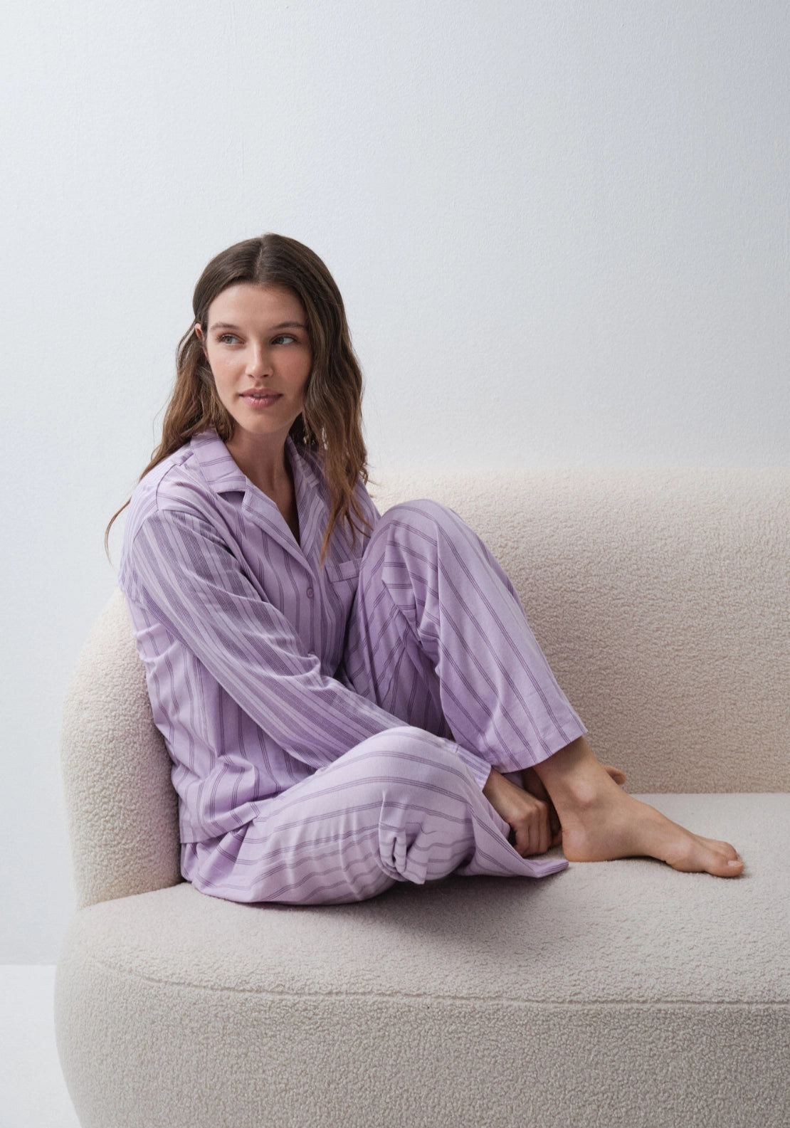 Your Mood Striped Classic Pyjamas - Purple