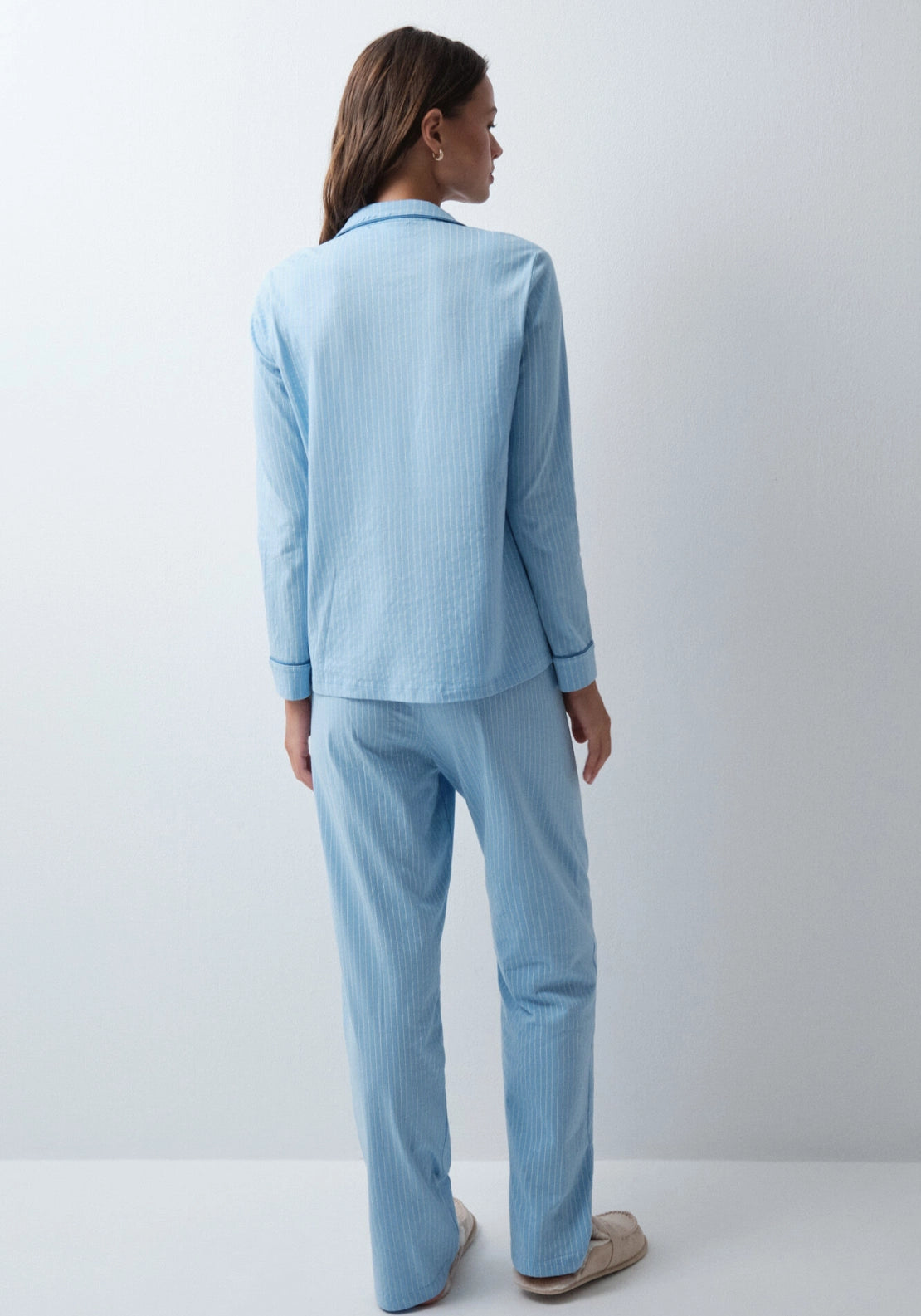 Long Sleeves Striped Classic Pyjama - Blue
