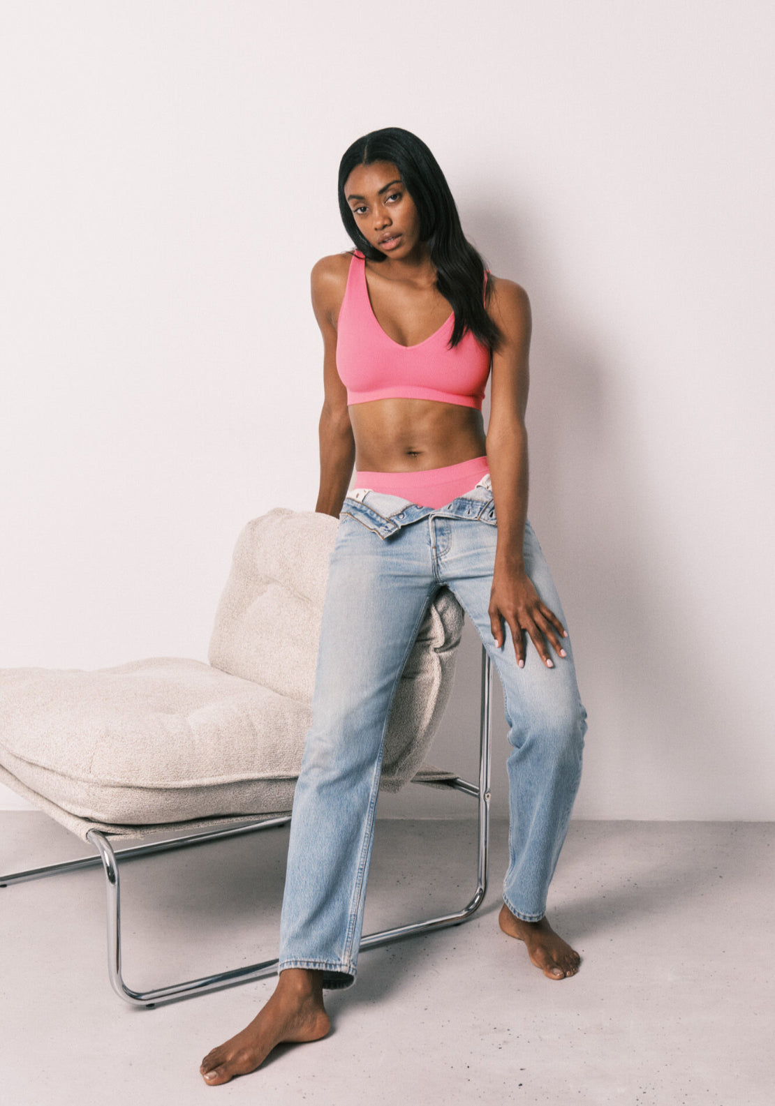 Plain Clean Cut Halterneck Top - Coral
