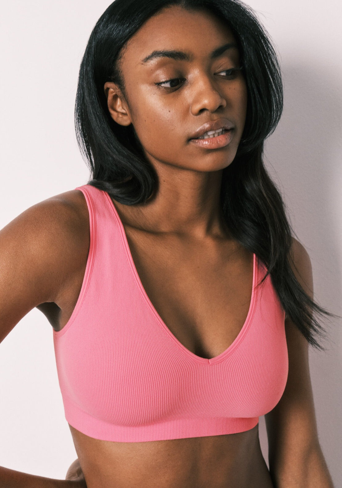 Plain Clean Cut Halterneck Top - Coral