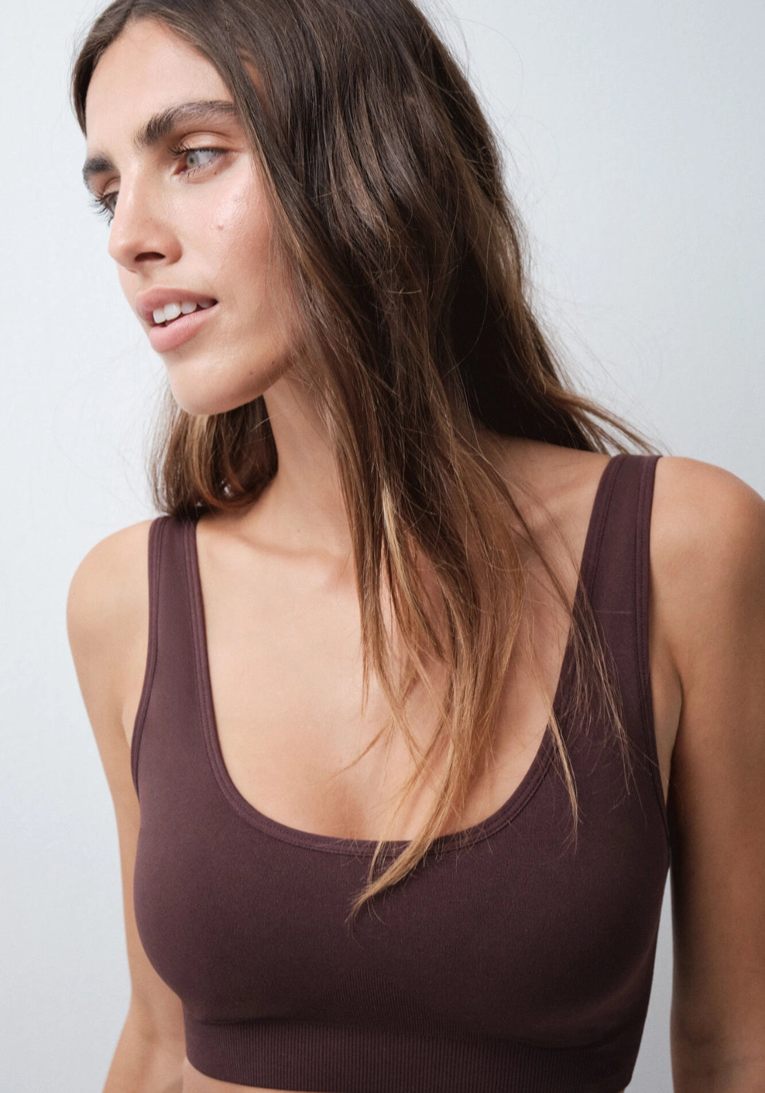 Brown Microfibre Foam Top Bra - Brown
