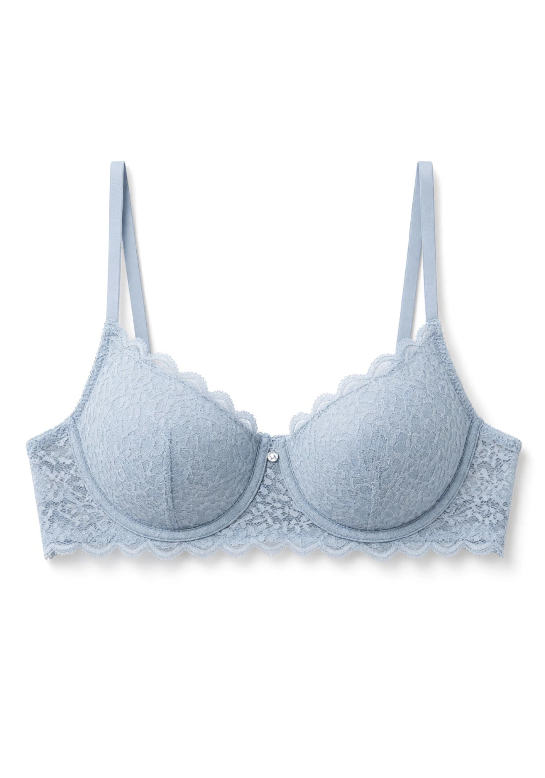 Blue Lace Padded Balconette Bra Beautiful - Blue