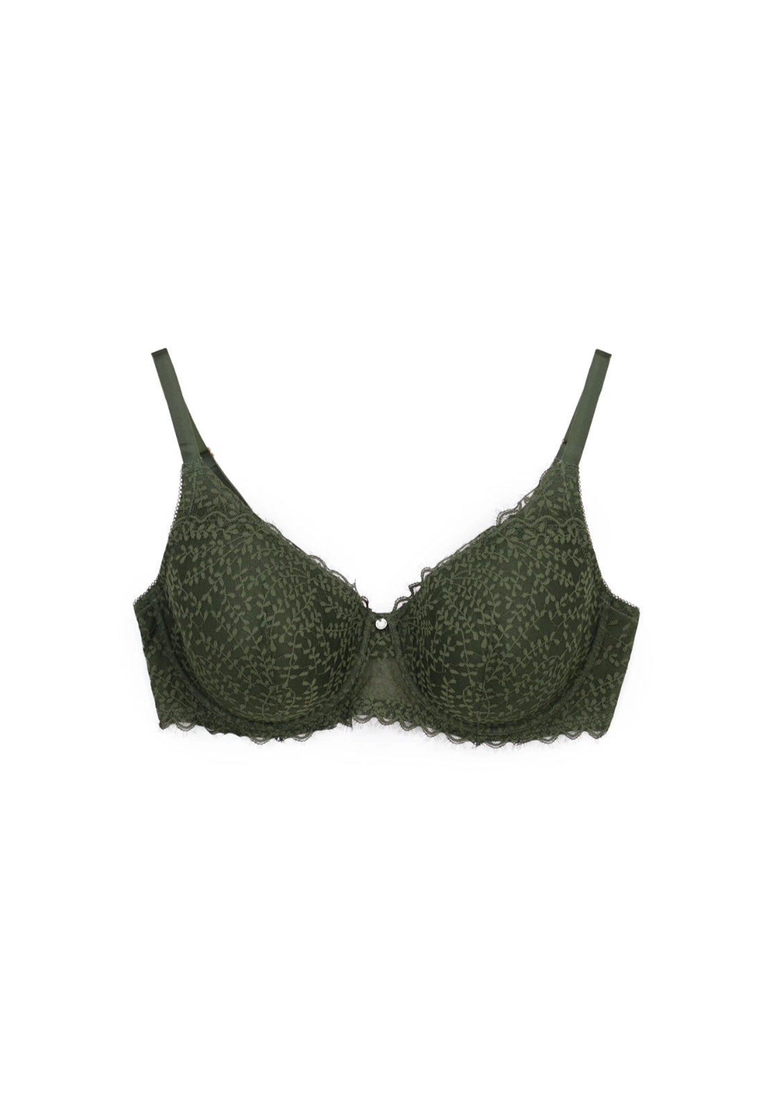 Green Lace Padded Balconette Bra Beautiful - Green