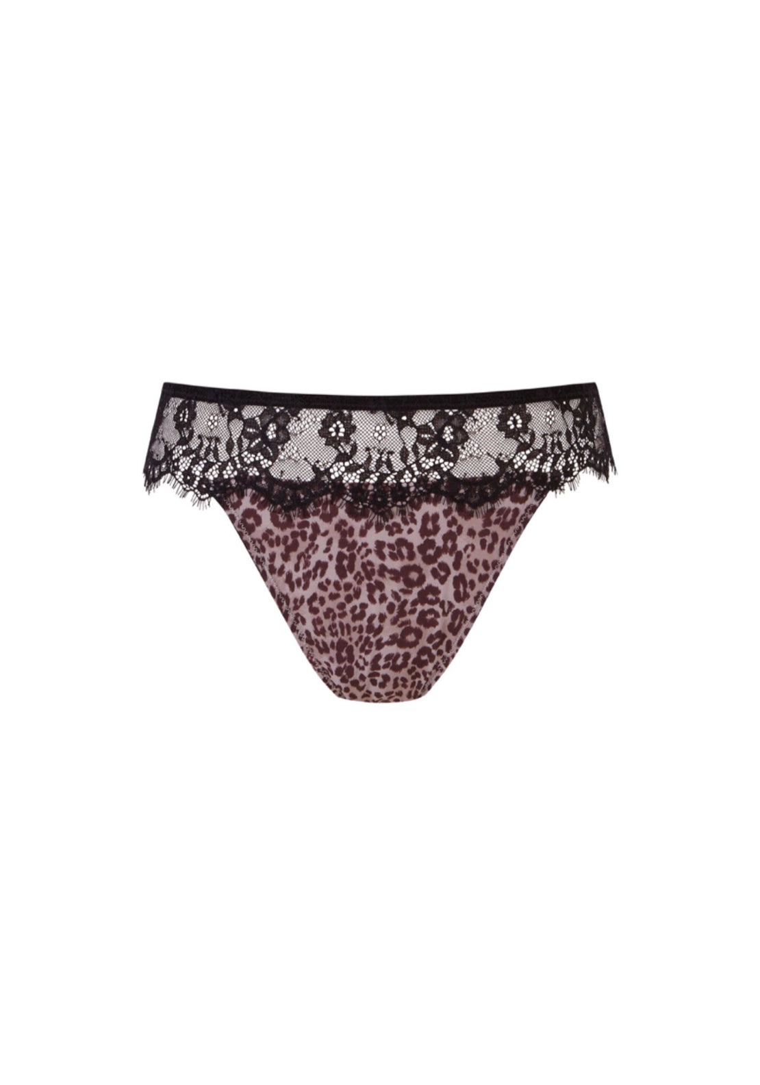 Animal Print And Lace Brazilian Panty - Multicolour