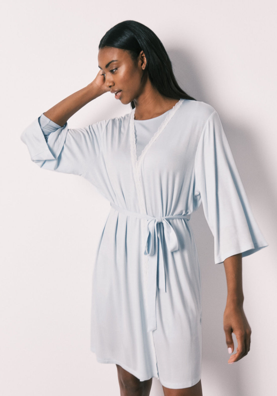 Viscose Soft Touch Midi Robe - Blue