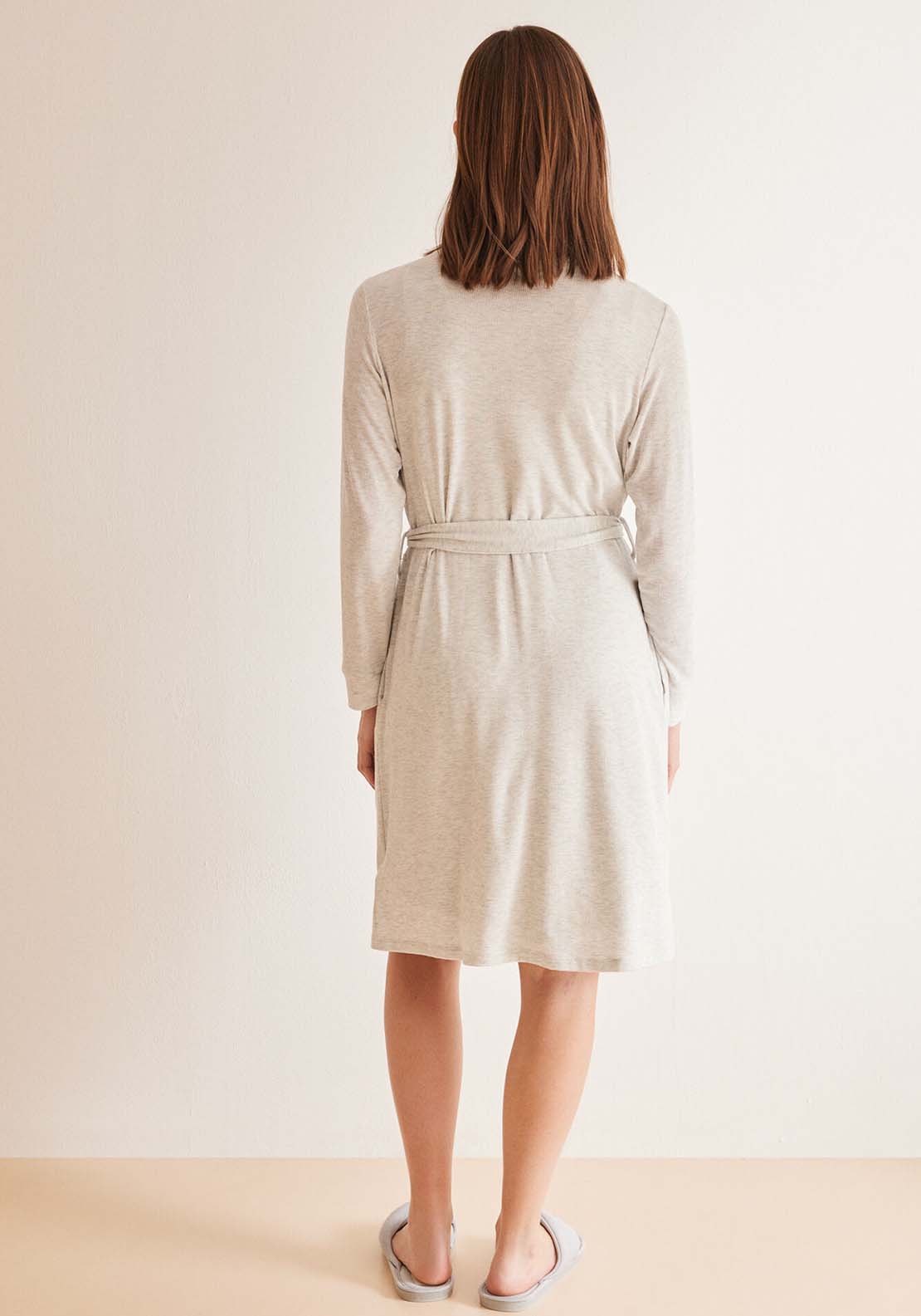 Womens Secret Grey long-sleeved midi robe - Grey 2 Shaws Department Stores