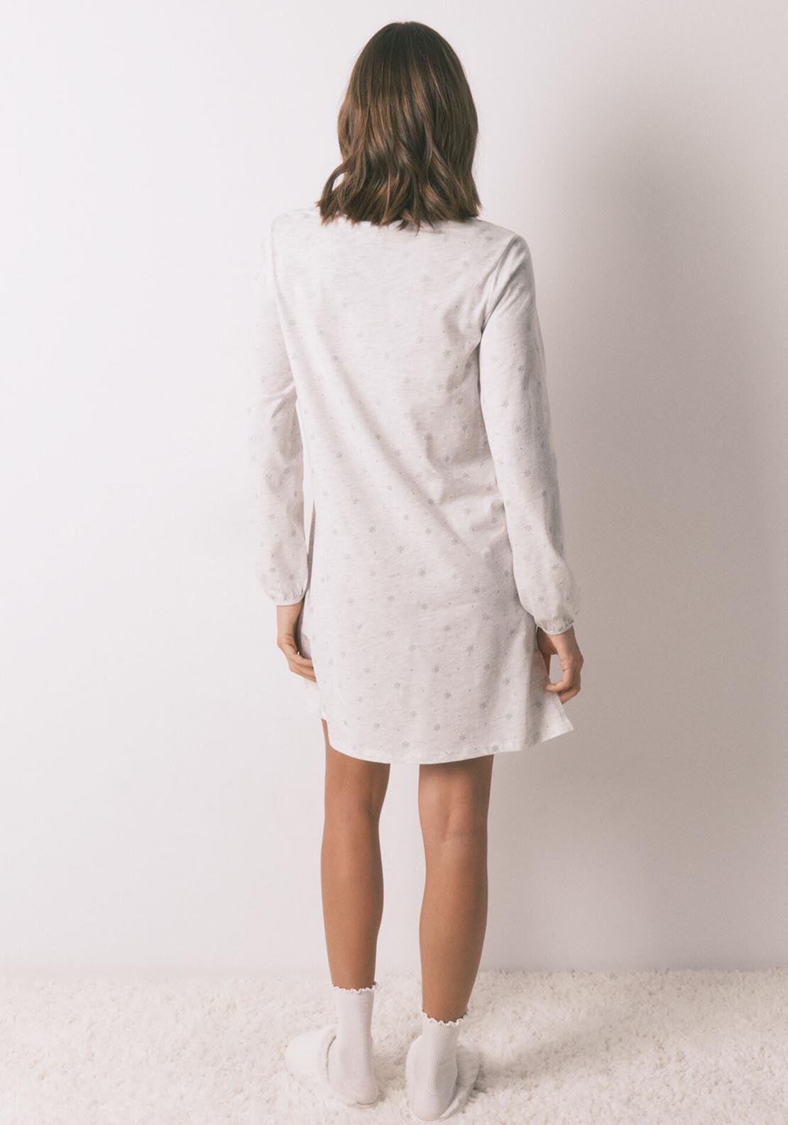 Womensecret Long Sleeves Short Nightdress - Grey 2 Shaws Department Stores