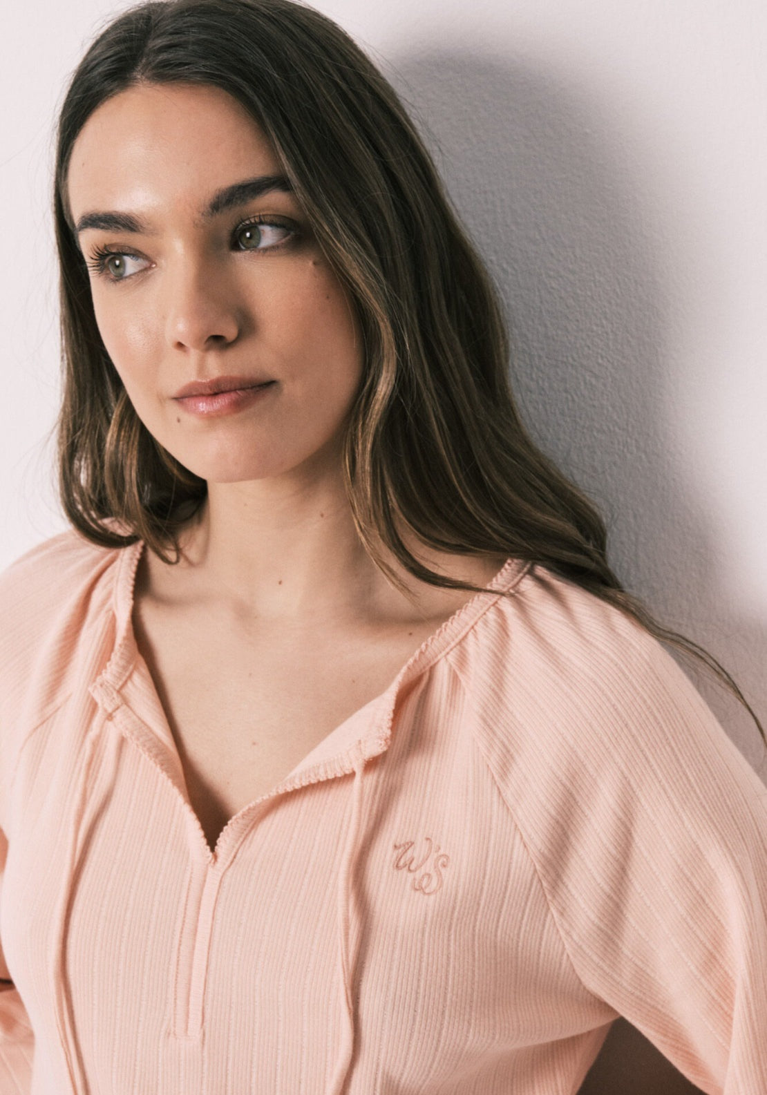 Cotton Ribbed Midi Nightgown - Orange