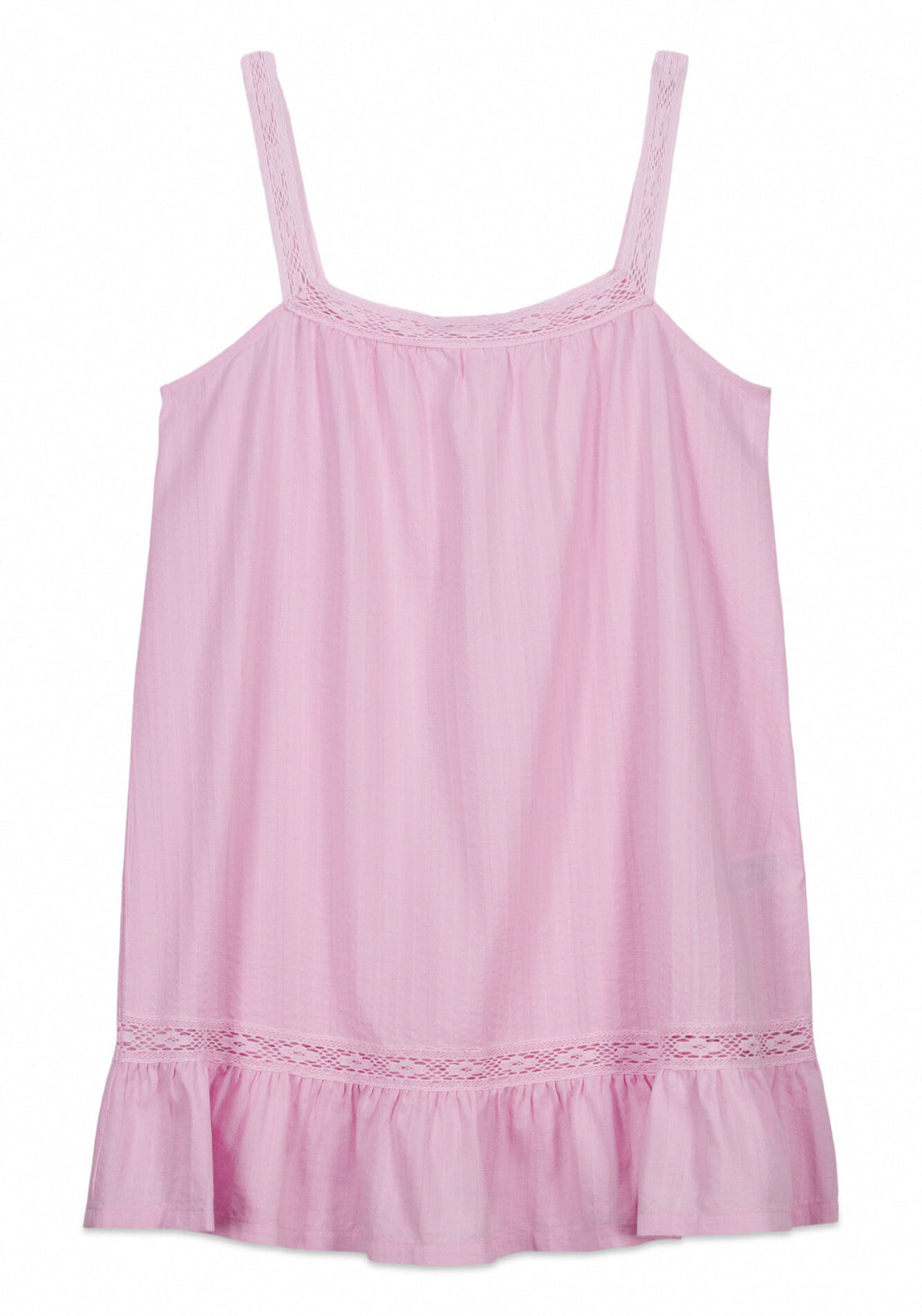 Cotton Lace Short Nightgown - Pink