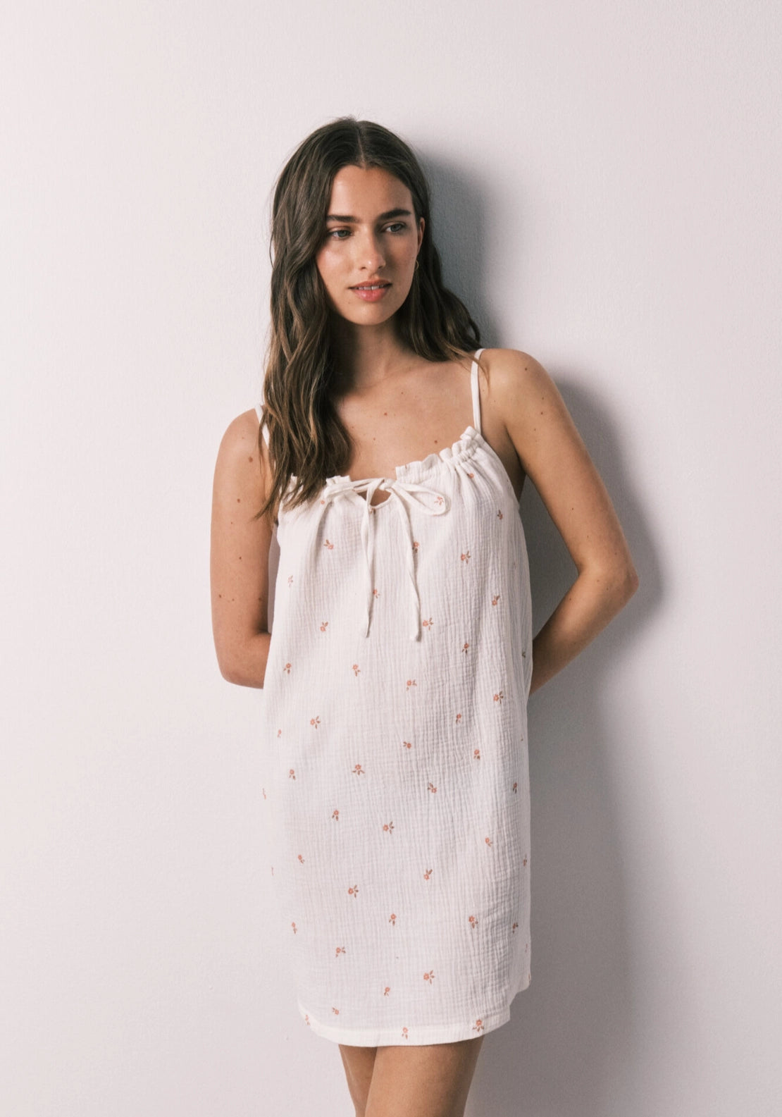 Cotton Short Nightdress - White