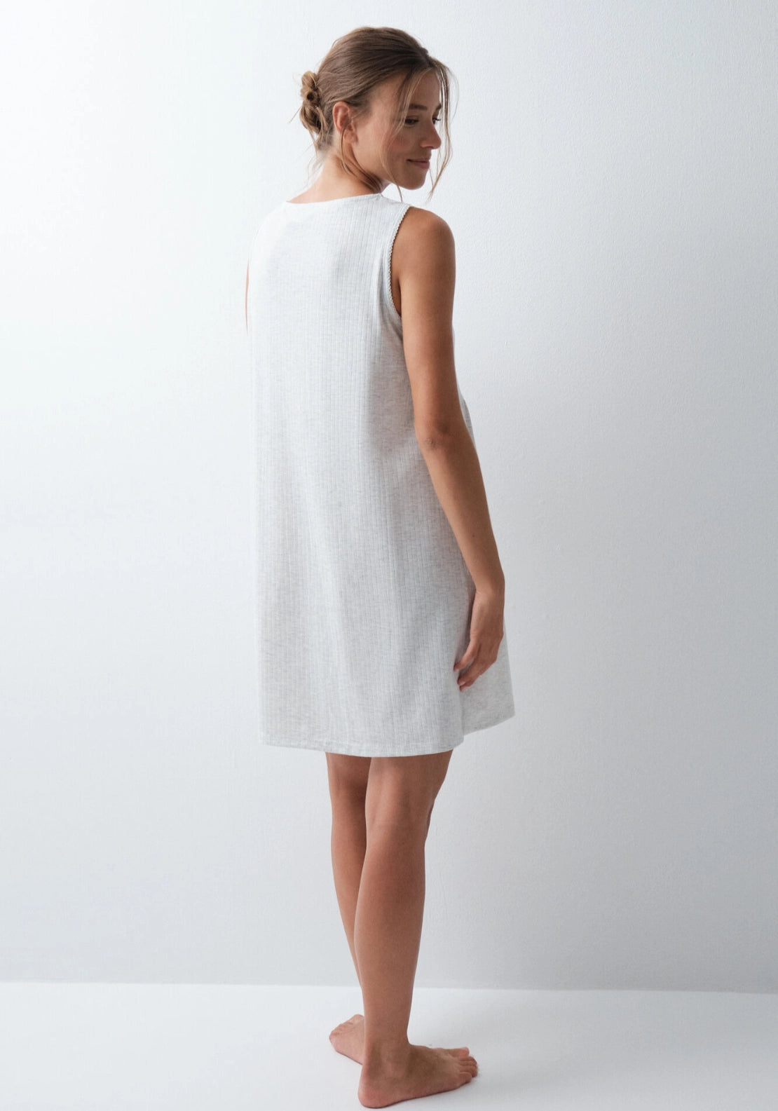 Sleeveless Short Nightdress - Grey / Silver