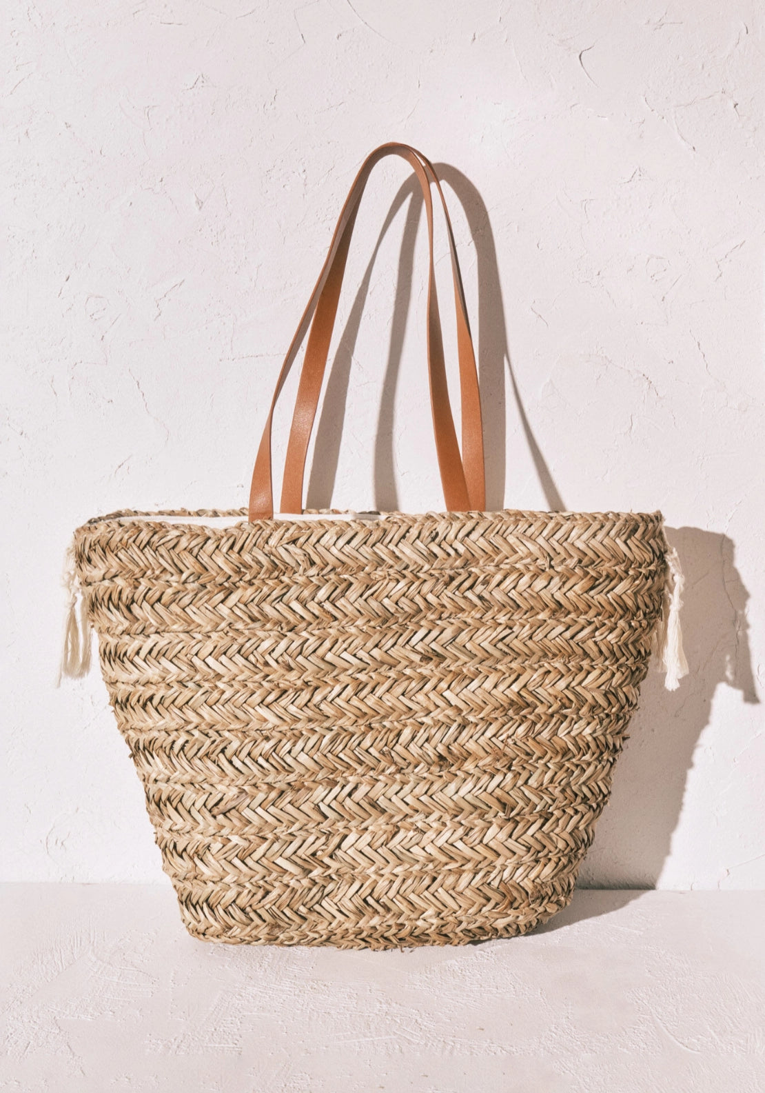 Large Raffia And Crochet Shopping Bag - White