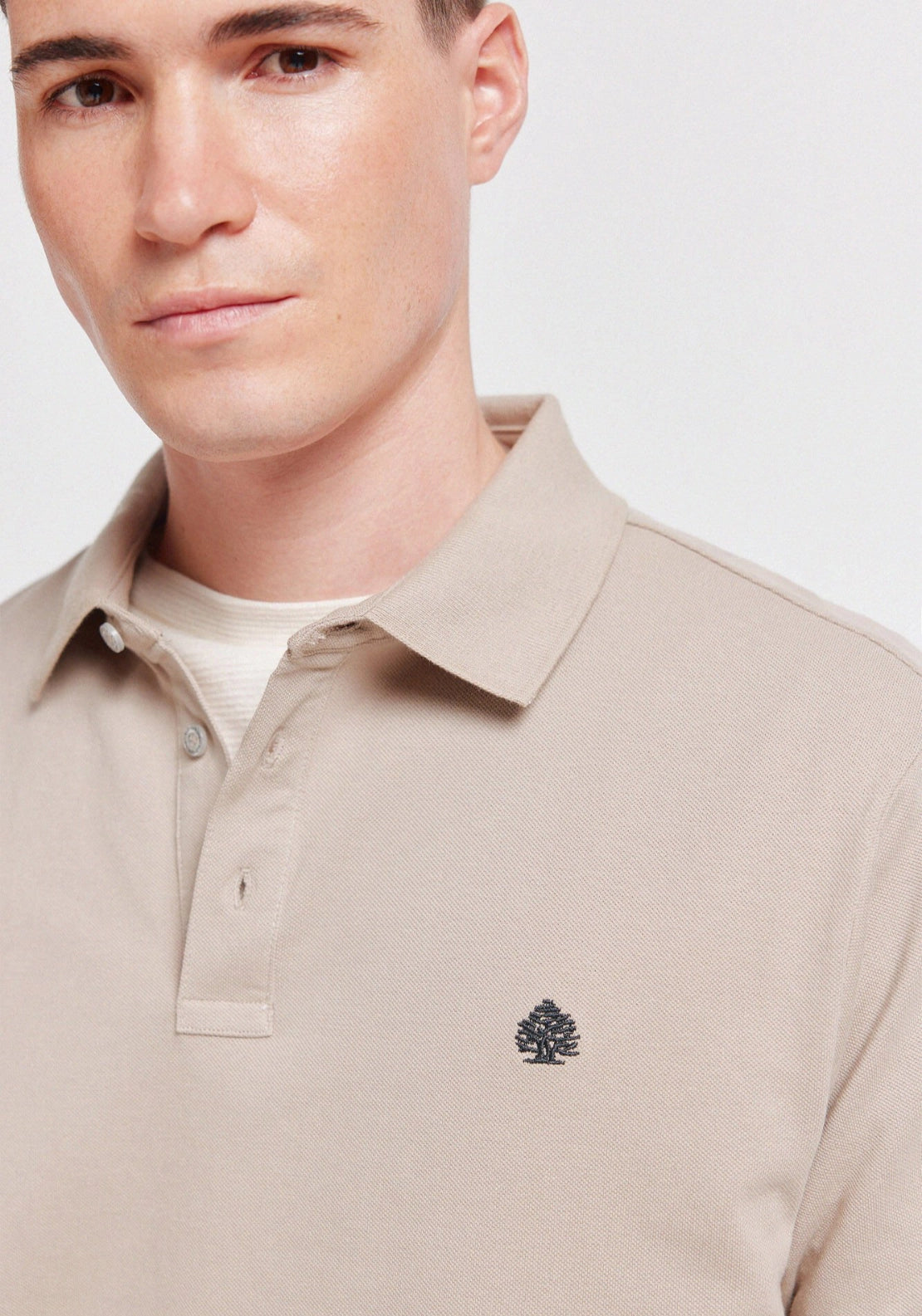 100% Cotton Slim Fit Polo Shirt - Beige