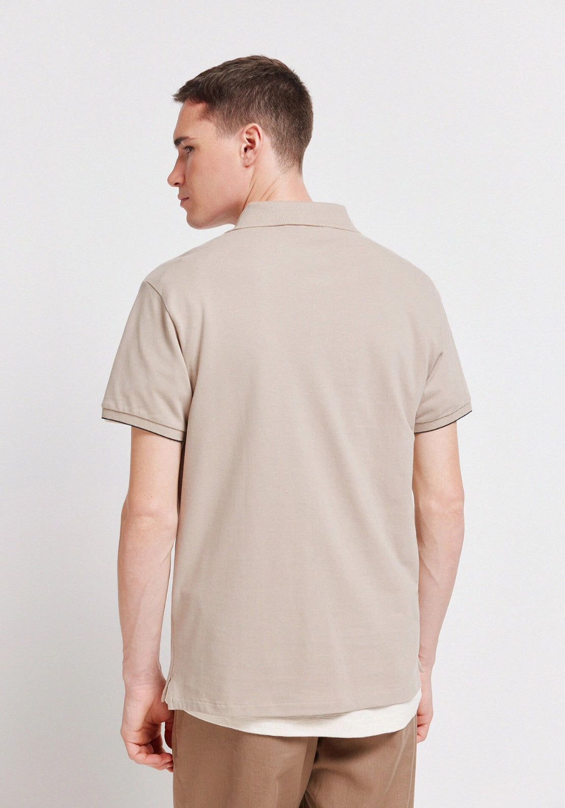 100% Cotton Slim Fit Polo Shirt - Beige