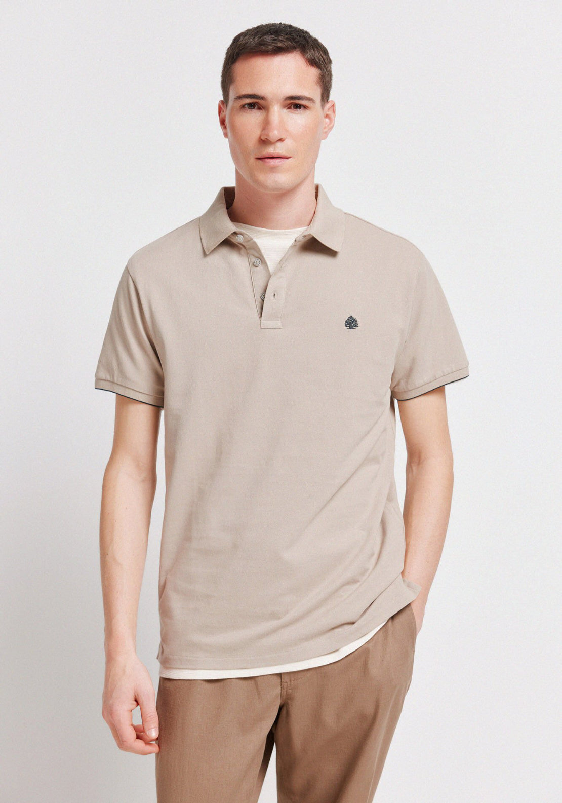 Slim Fit Polo Shirt - Beige