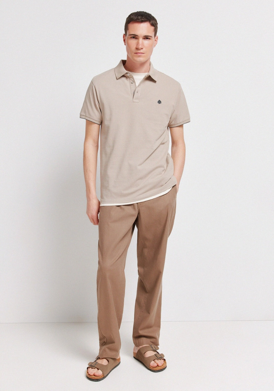 100% Cotton Slim Fit Polo Shirt - Beige