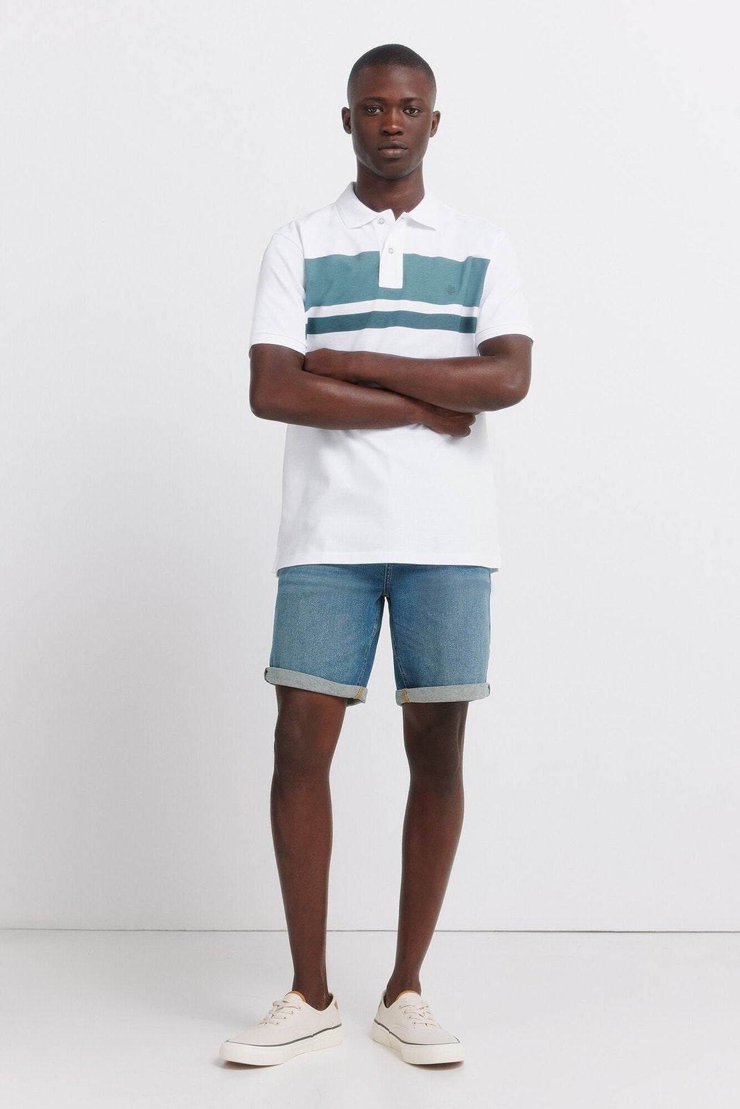 Pique Striped Regular Fit Polo - Blue