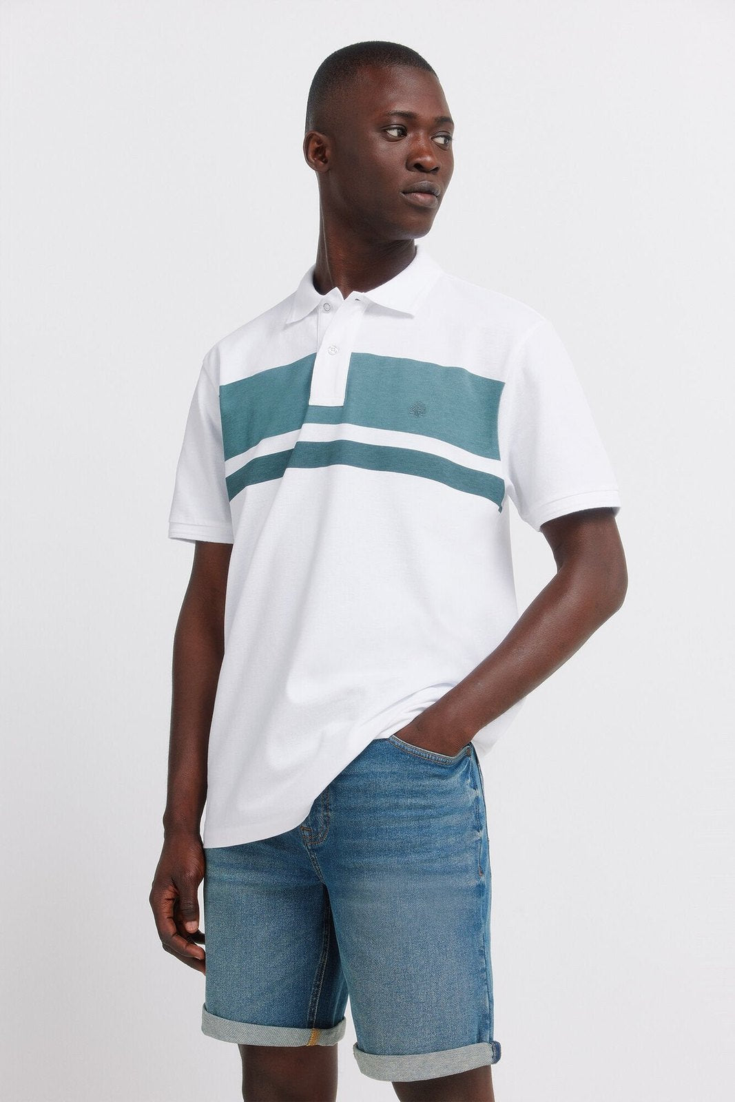 Pique Striped Regular Fit Polo - Blue