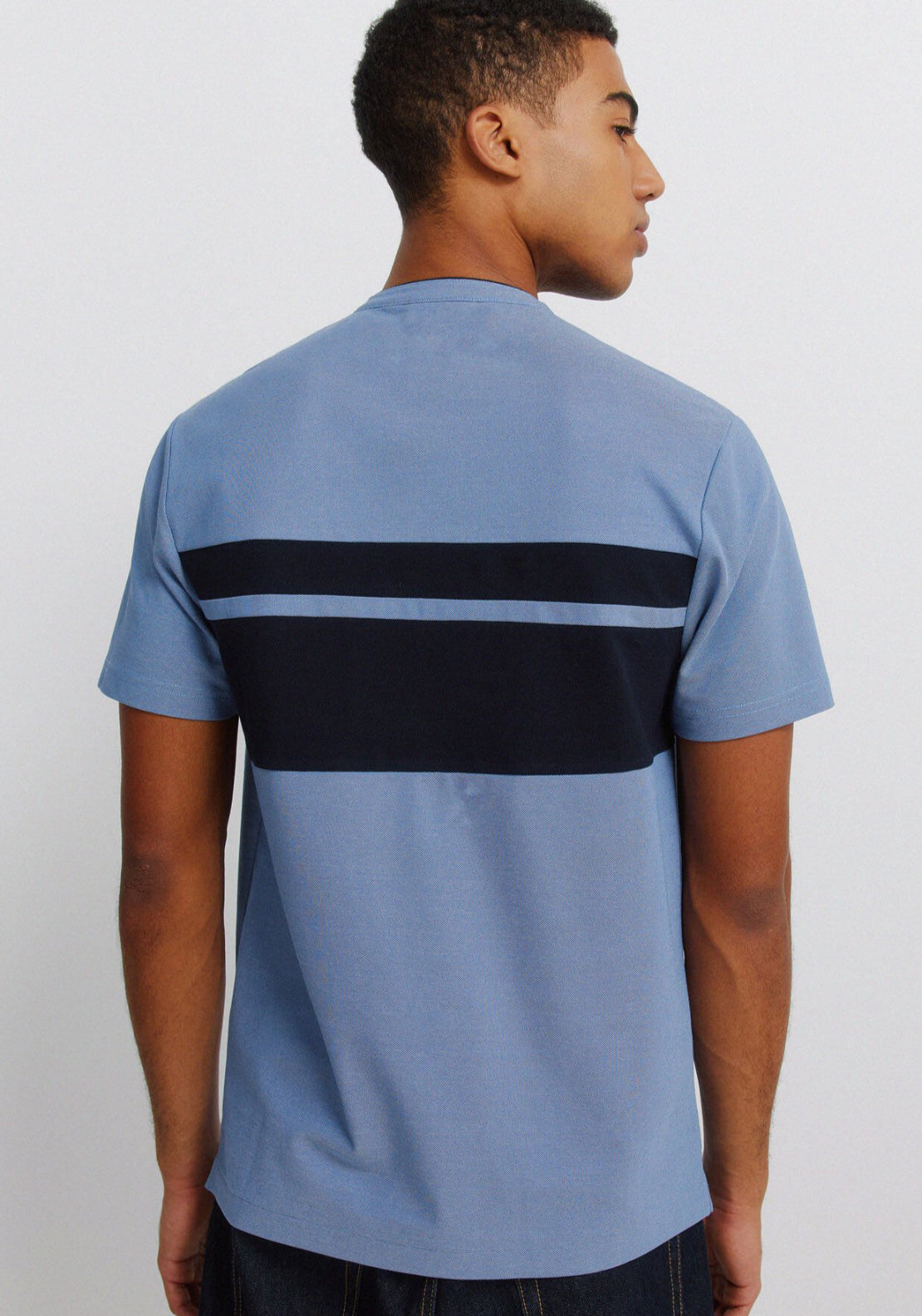 Colour Block Pique Slim Fit Polo Shirt - Blue
